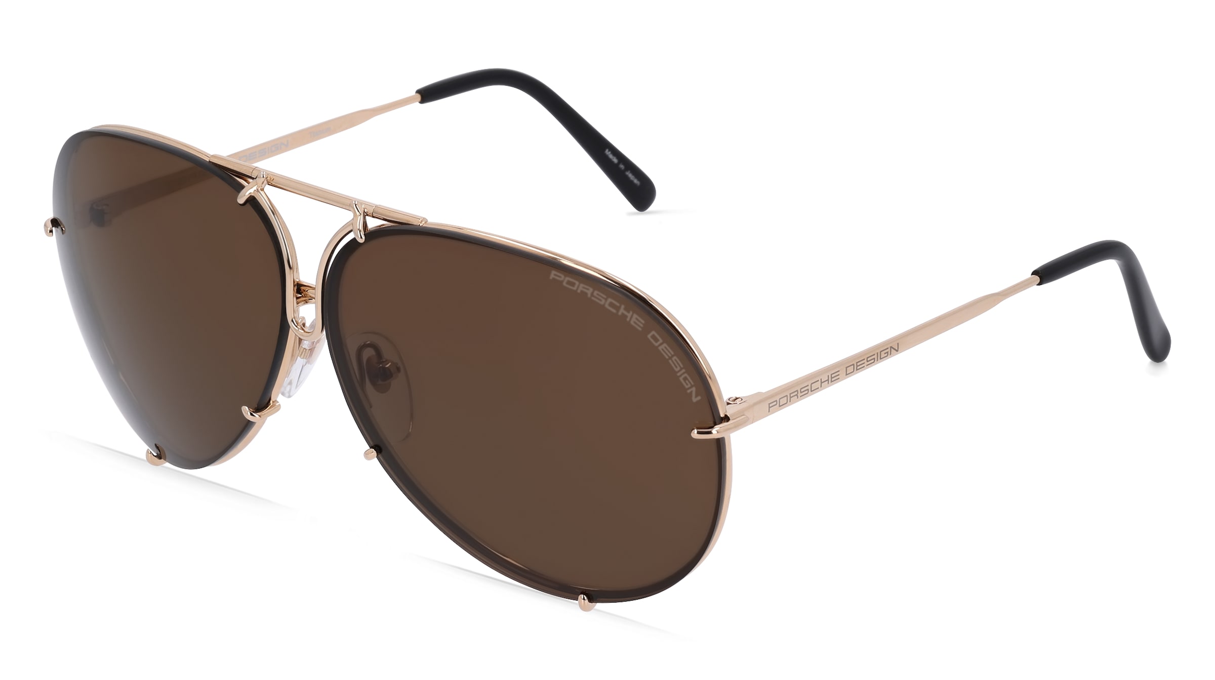Porsche Design 8478 - mit Wechselgläsern Unisex-Sonnenbrille Vollrand Pilot Metall-Gestell, gold
