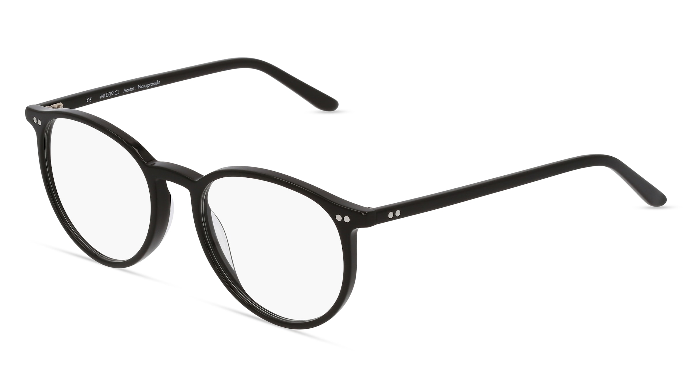 Fielmann MI 039 CL Unisex-Brille inkl. Gläser Vollrand Panto Acetat-Gestell 50/18/140, Schwarz