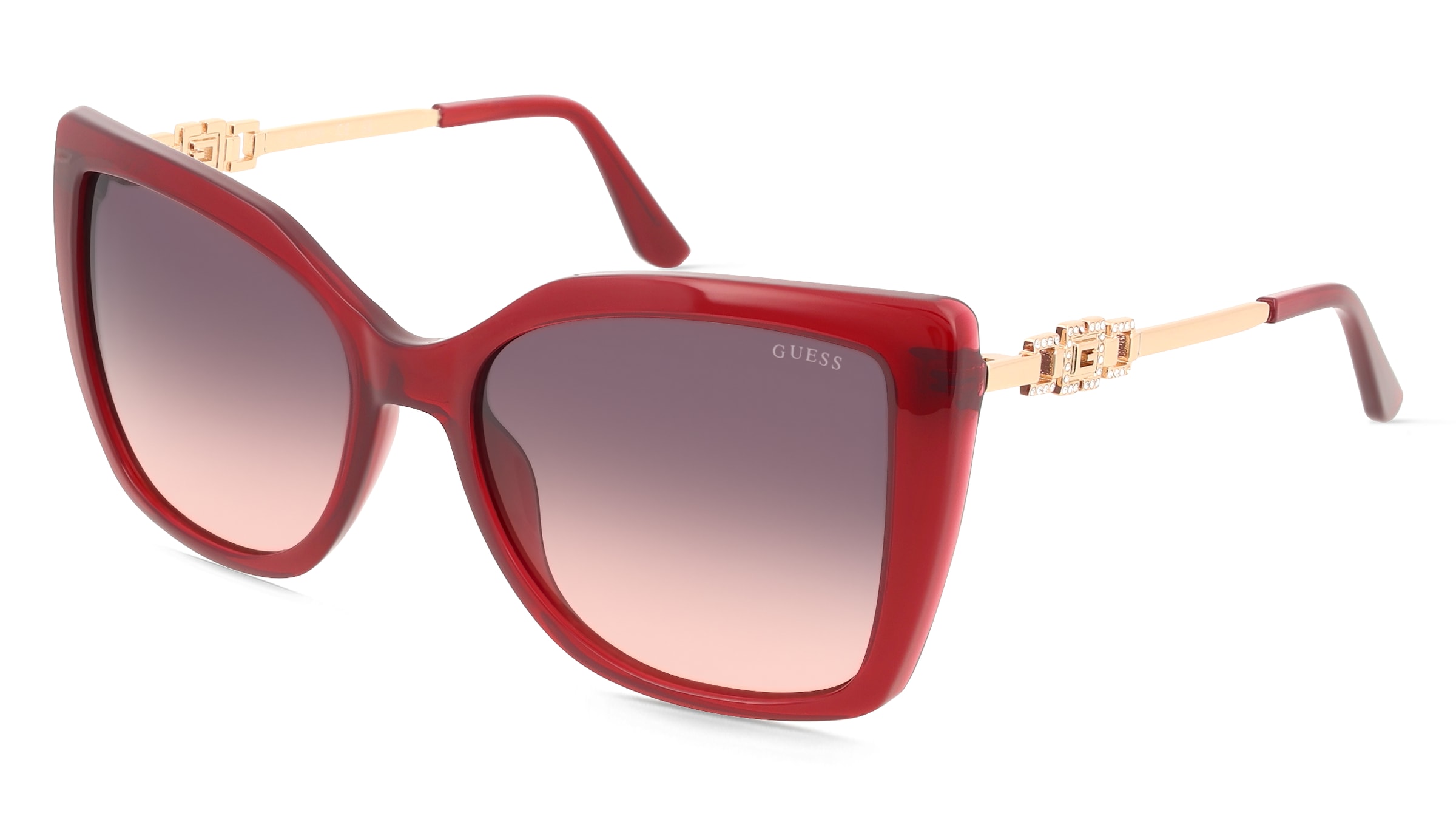 Guess GU00266 Damen-Sonnenbrille Vollrand Quadratisch Kunststoff-Gestell, Rot