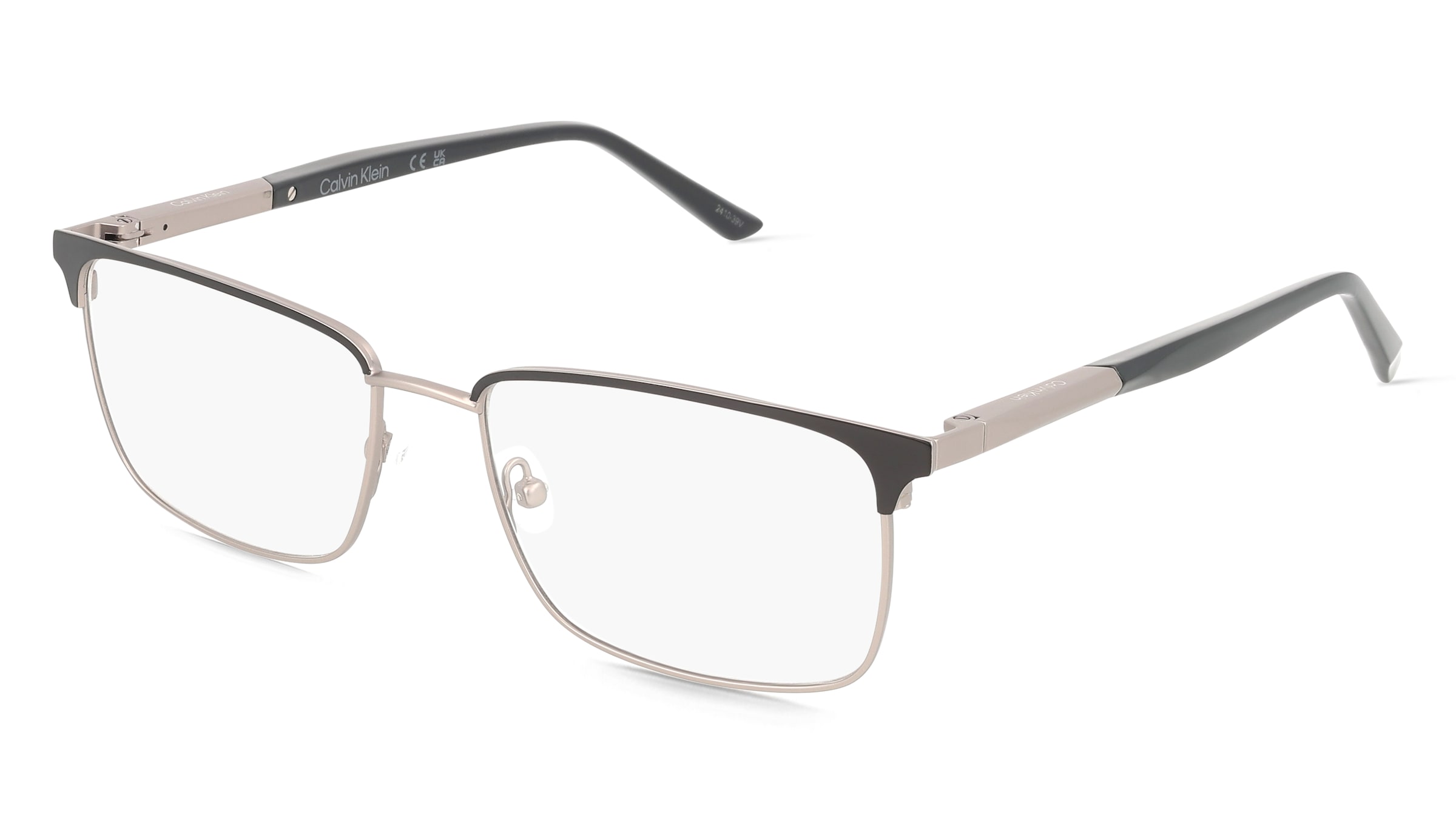 Calvin Klein CK25106 Herren-Brille inkl. Gläser Vollrand Eckig Metall-Gestell 56/17/150, Schwarz