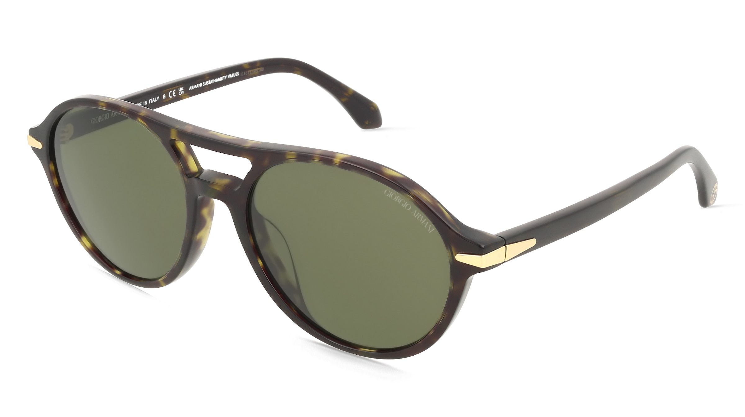 Giorgio Armani AR8236U Herren-Sonnenbrille Vollrand Rund Acetat-Gestell, Grün