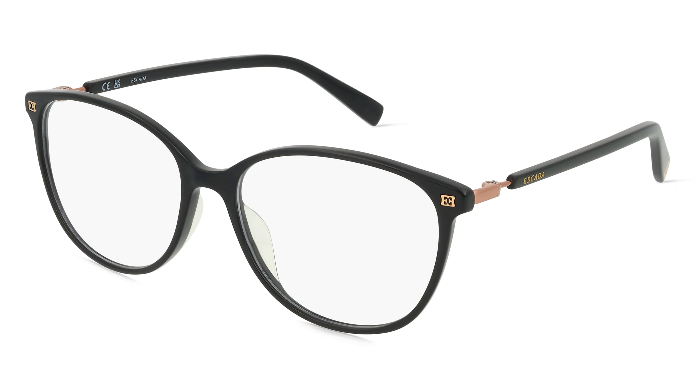 Escada ESCVES459 Unisex-Brille inkl. Gläser Vollrand Oval Acetat-Gestell 54/16/135, Schwarz