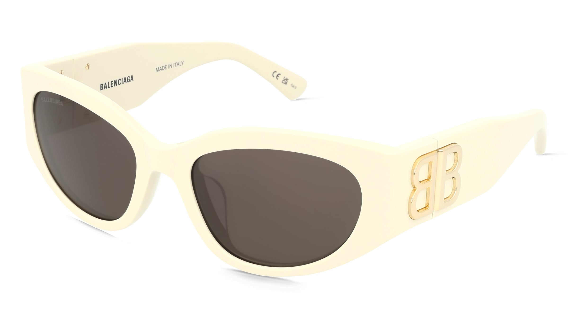 Balenciaga BB0324SK Damen-Sonnenbrille Vollrand Oval Acetat-Gestell, Weiß