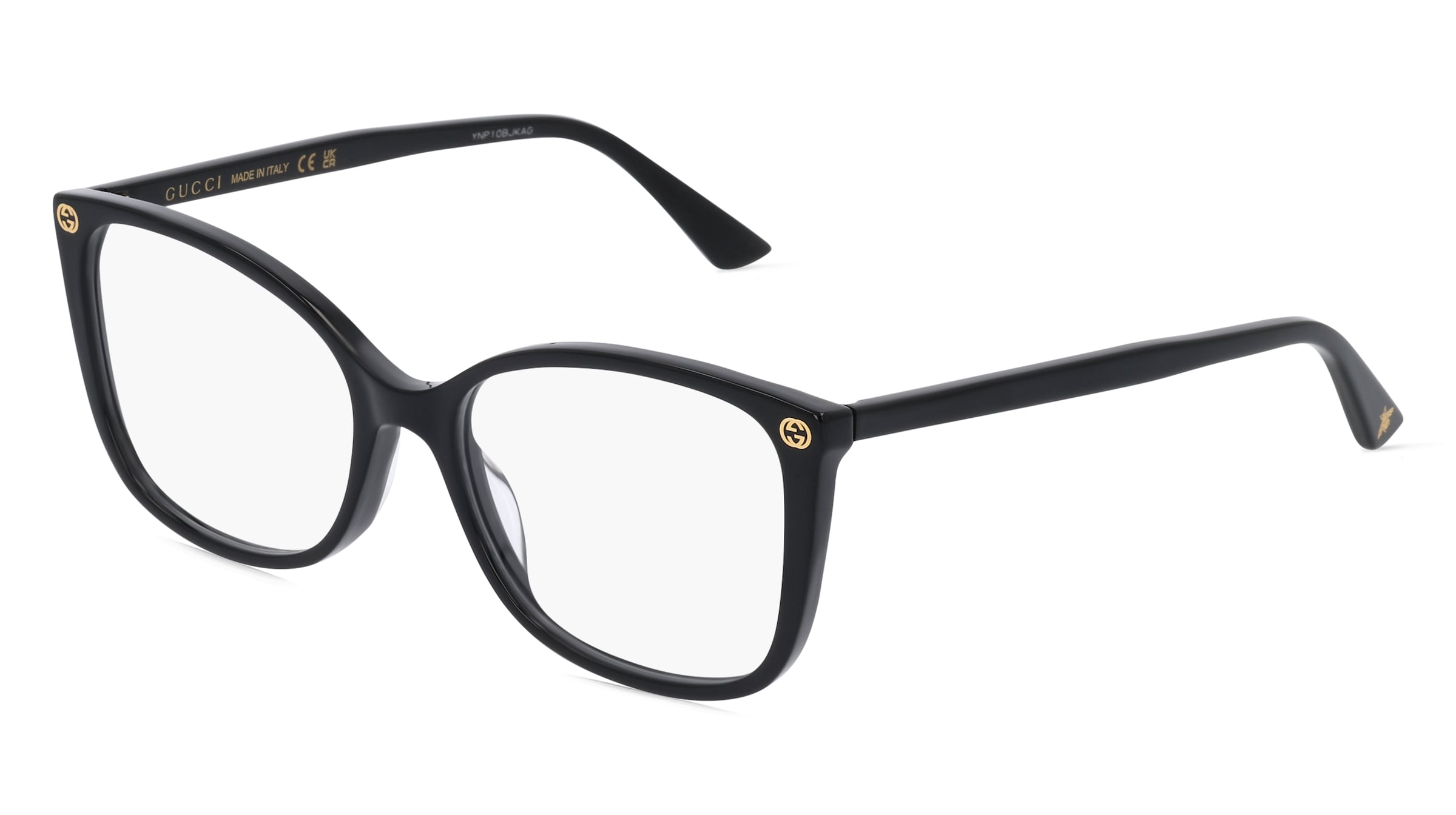 Gucci GG0026O Unisex-Brille inkl. Gläser Vollrand Cat Eye Acetat-Gestell 53/17/140, Schwarz