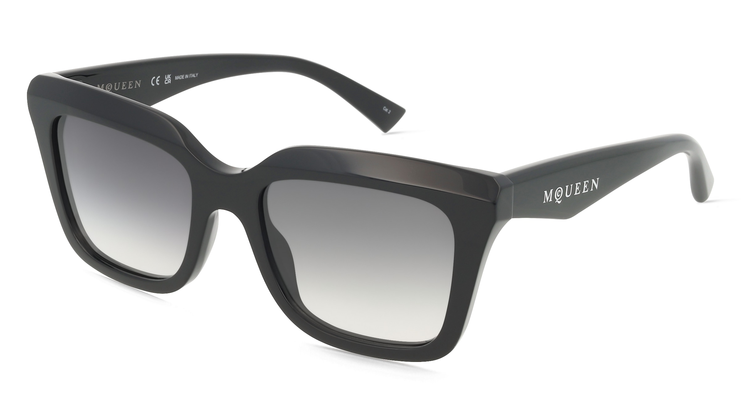 Alexander McQueen AM0473S Damen-Sonnenbrille Vollrand Eckig Acetat-Gestell, Schwarz