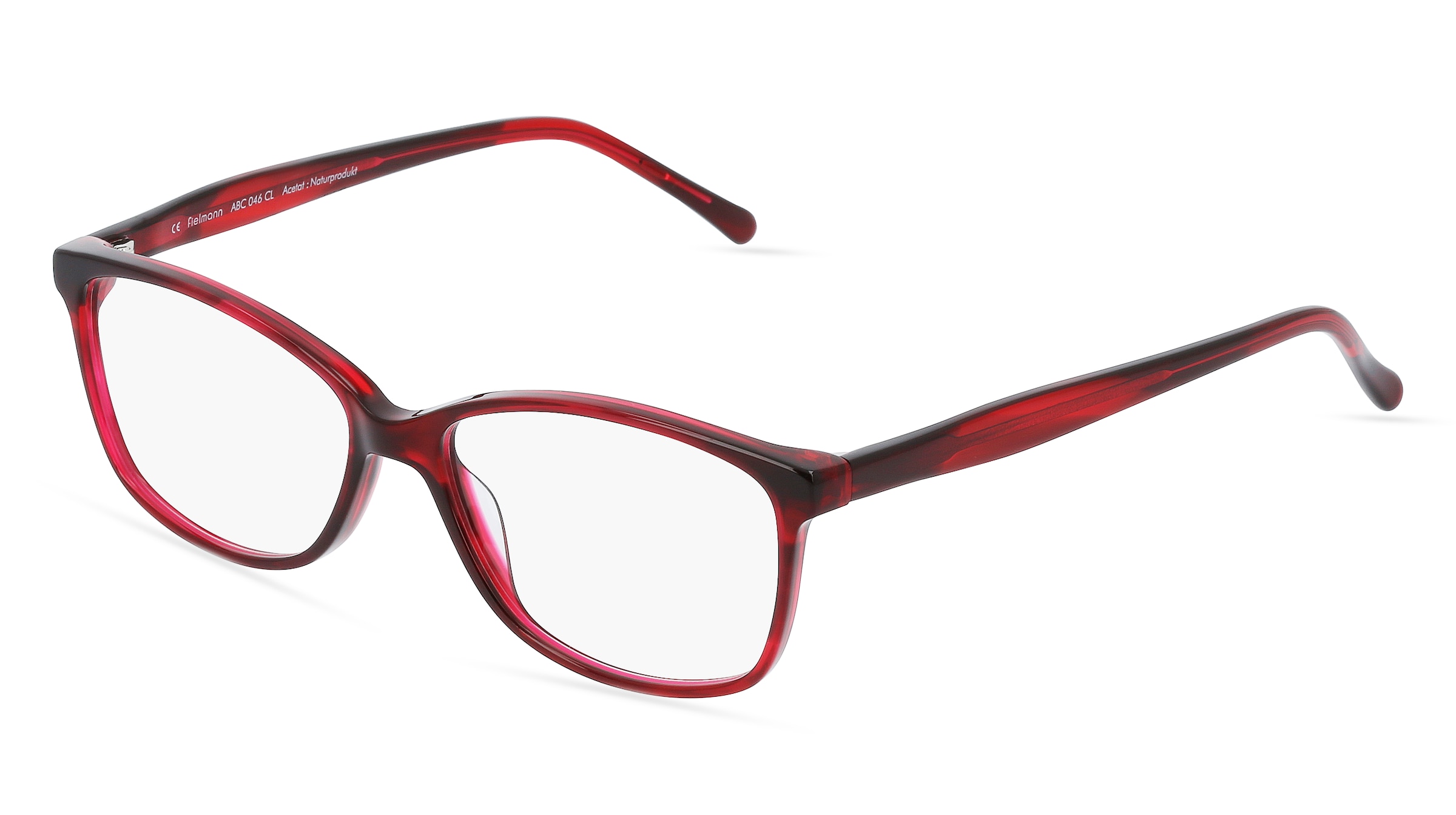 Fielmann ABC 046 CL Damen-Brille inkl. Gläser Vollrand Quadratisch Acetat-Gestell 52/14/135, Rot
