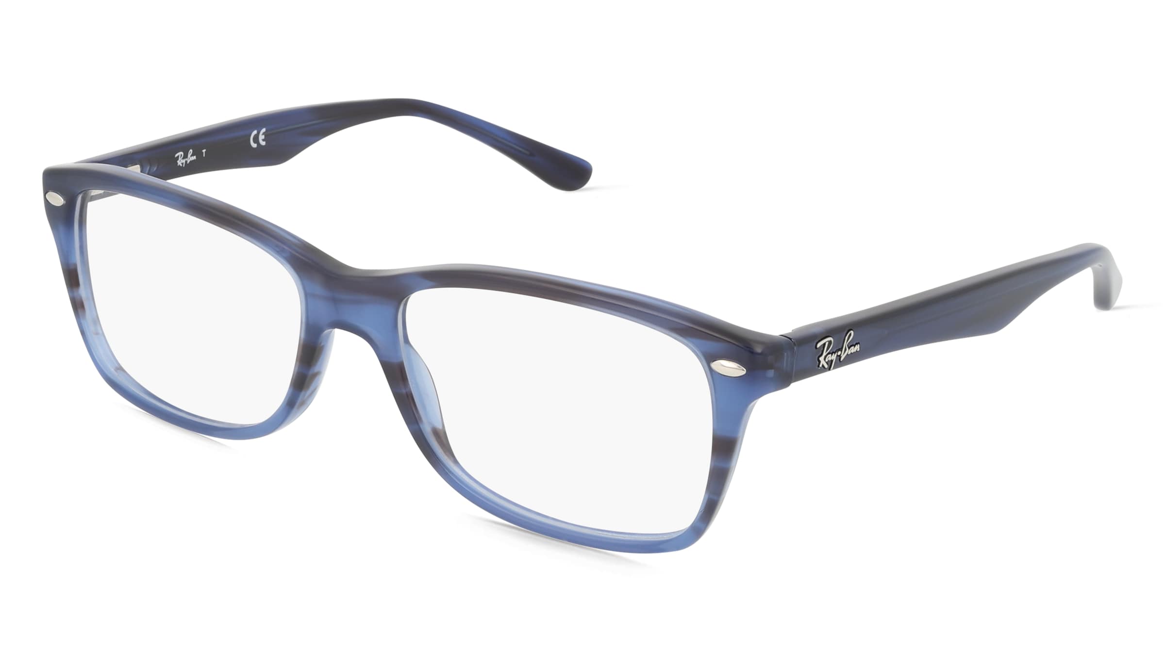 Ray-Ban RX5228 Damen-Brille inkl. Gläser Vollrand Quadratisch Acetat-Gestell 55/17/140, Blau