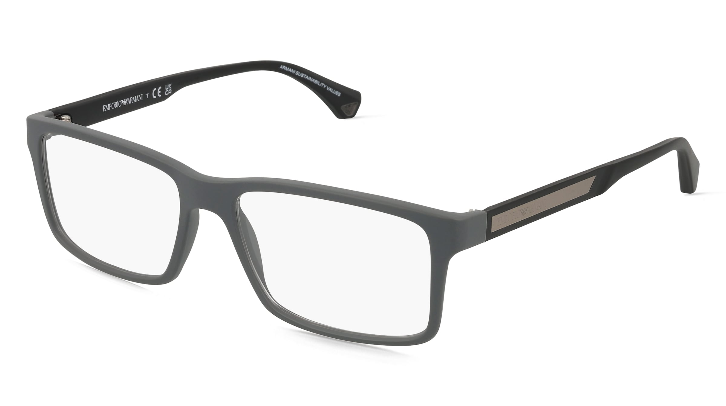 Emporio Armani 0EA3038 Herren-Brille inkl. Gläser Vollrand Quadratisch Kunststoff-Gestell 54/16/140, Grau