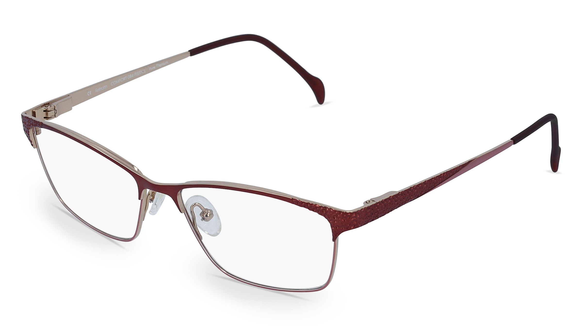Fielmann COMFORT 084 FLEX CL Damen-Brille inkl. Gläser Vollrand Quadratisch Titan-Gestell 52/14/135, Rot
