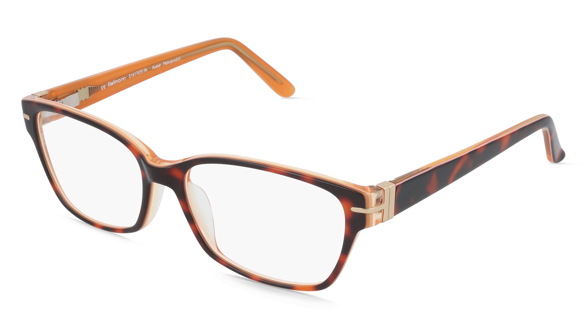 Fielmann 2161 FLEX FA Damen-Brille inkl. Gläser Vollrand Quadratisch Acetat-Gestell 53/16/135, Orange
