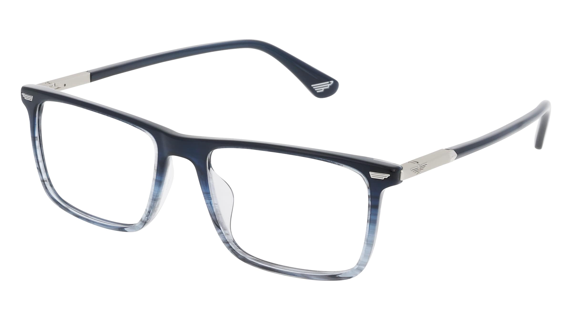 Police VPLQ68 Herren-Brille inkl. Gläser Vollrand Quadratisch Kunststoff-Gestell 55/18/145, Blau