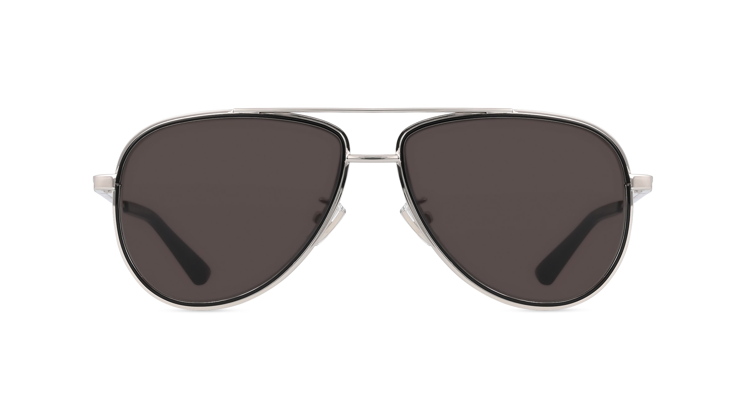 Bottega Veneta BV1240S Herren-Sonnenbrille Vollrand Pilot Metall-Gestell, silber