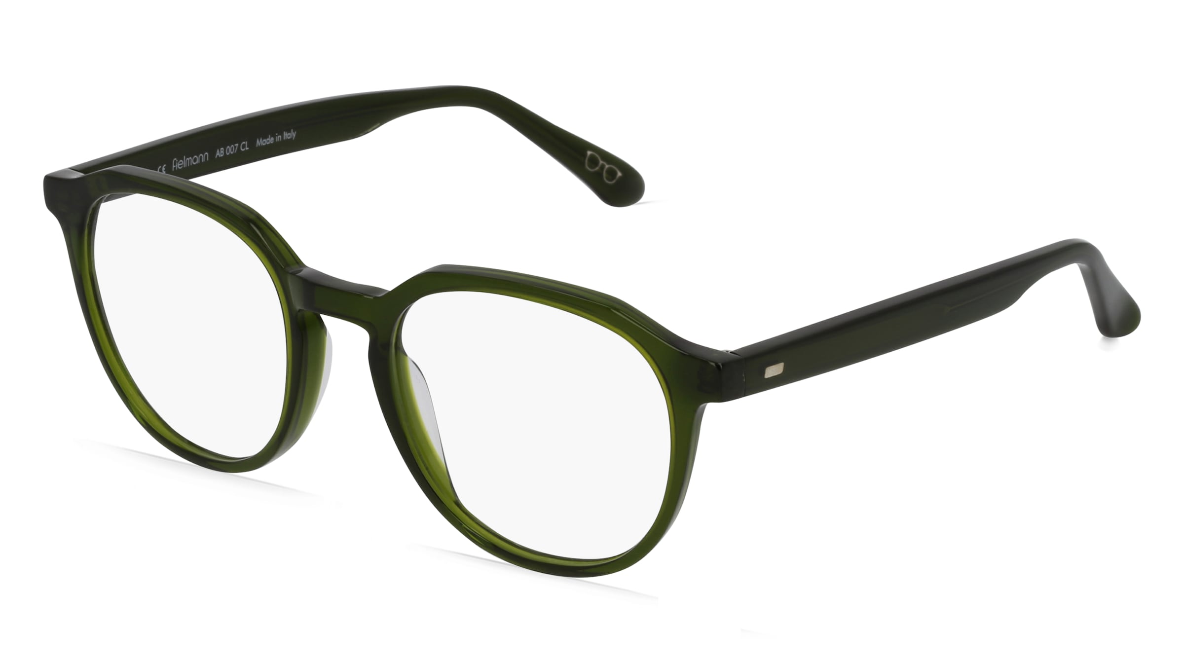 Fielmann AB 007 CL Unisex-Brille inkl. Gläser Vollrand Panto Acetat-Gestell 50/19/140, Grün