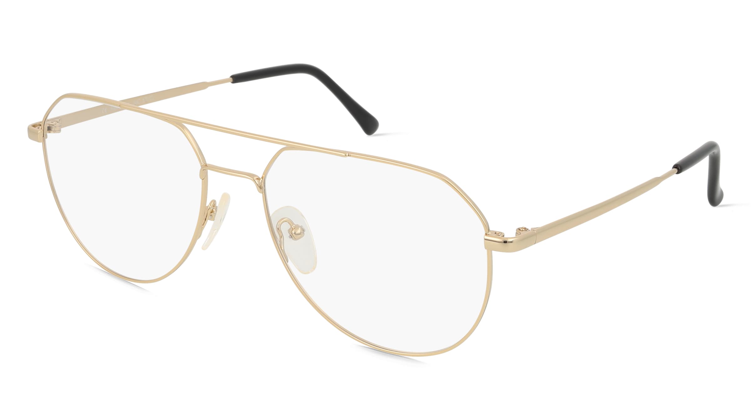 Fielmann MC 571 CL ENZO Unisex-Brille inkl. Gläser Vollrand Pilot Edelstahl-Gestell 55/15/140, Gold