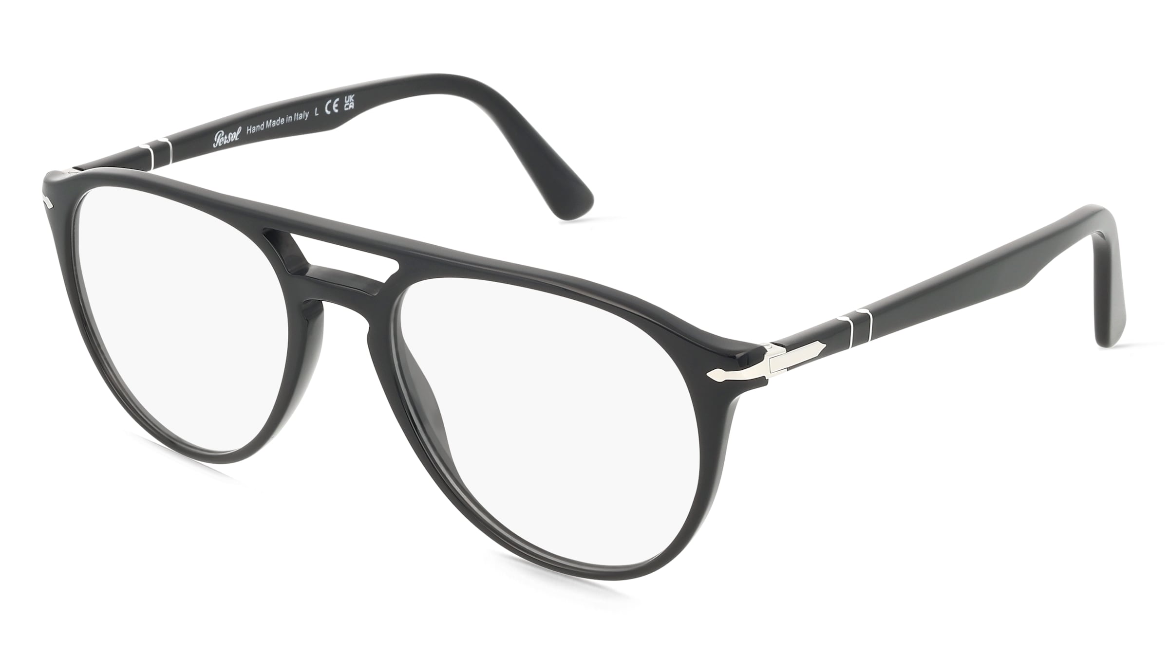 Persol PO3160V Herren-Brille inkl. Gläser Vollrand Pilot Acetat-Gestell 52/18/145, Schwarz