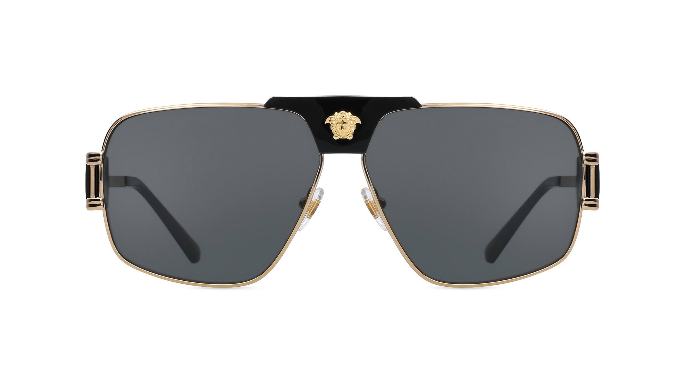 Versace VE2251 Herren-Sonnenbrille Vollrand Pilot Edelstahl-Gestell, schwarz