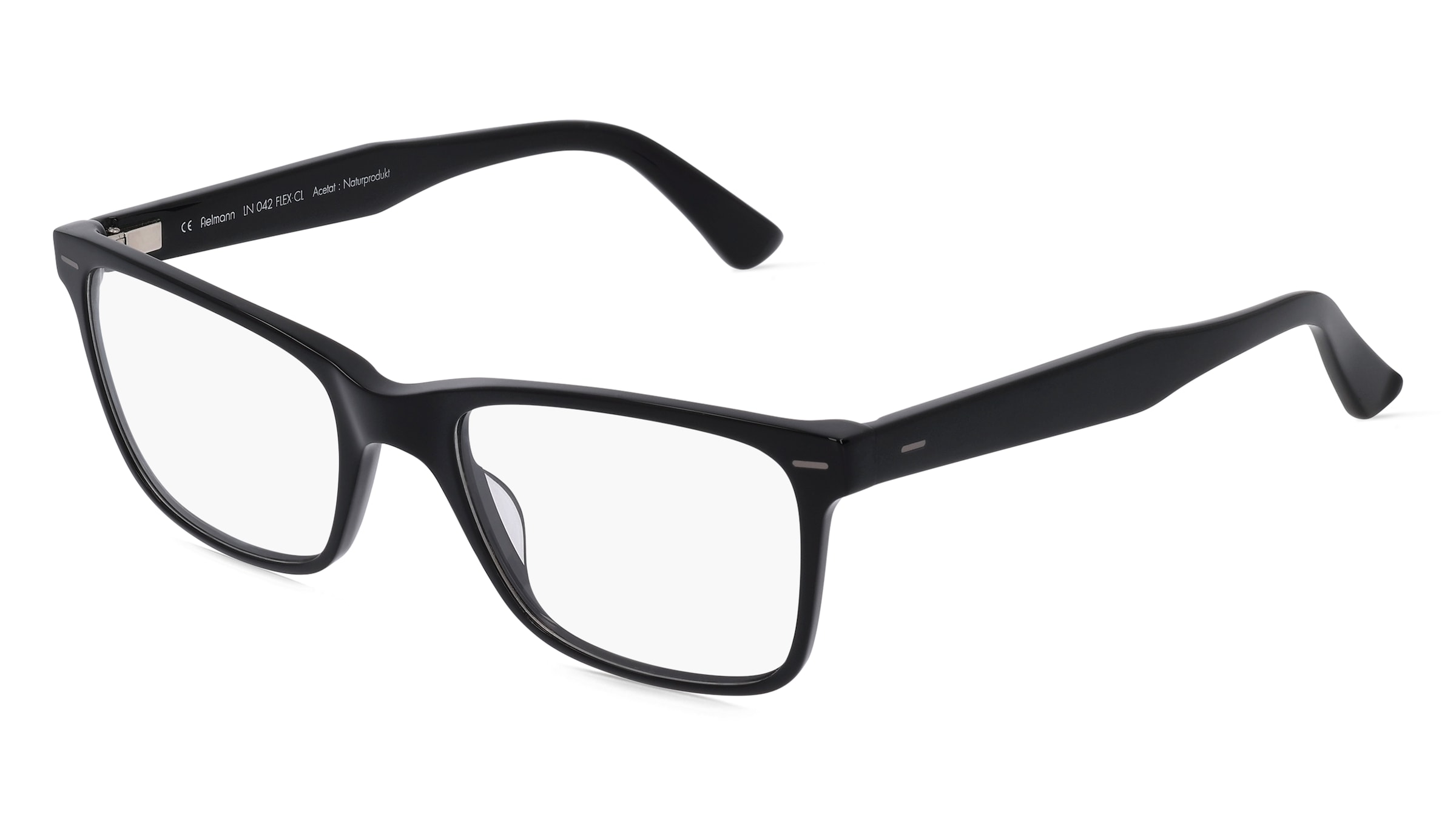 Fielmann LN 042 FLEX CL Herren-Brille inkl. Gläser Vollrand Quadratisch Acetat-Gestell 55/20/145, Schwarz