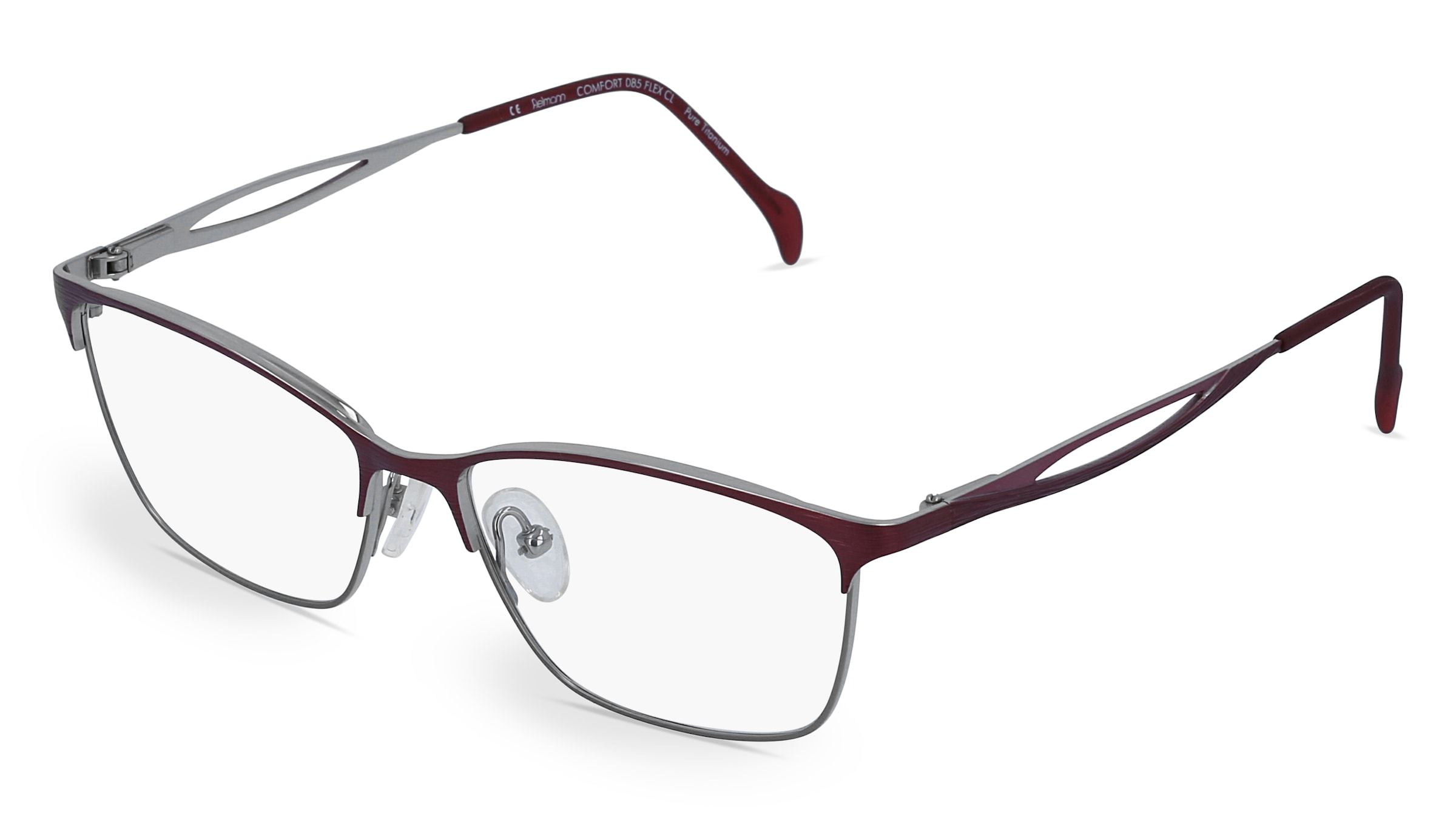 Fielmann COMFORT 085 FLEX CL Damen-Brille inkl. Gläser Vollrand Butterfly Titan-Gestell 52/14/135, Rot