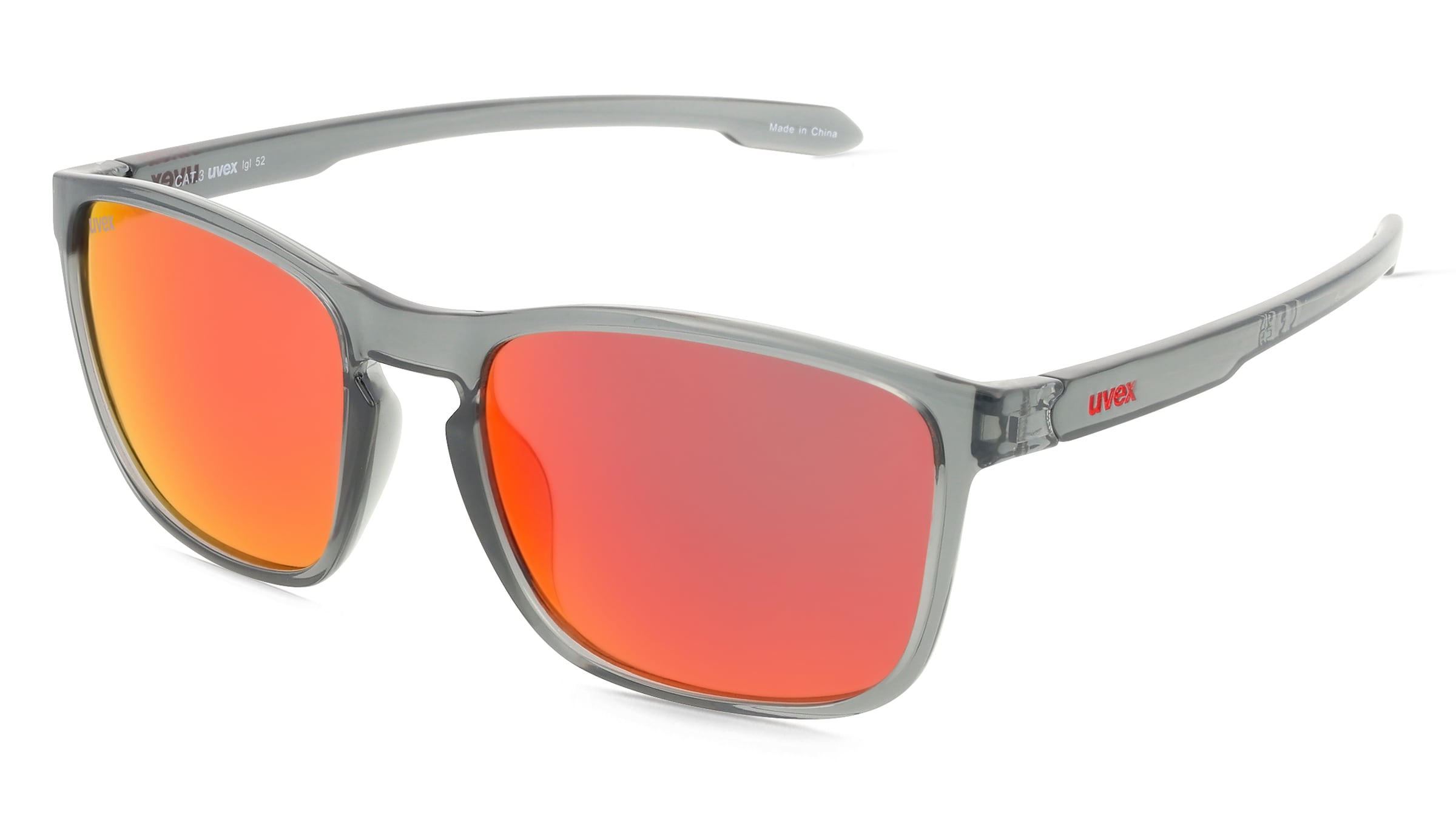 Uvex Sports S533078 LGL 52 Unisex-Sonnenbrille Vollrand Eckig Kunststoff-Gestell, Grau