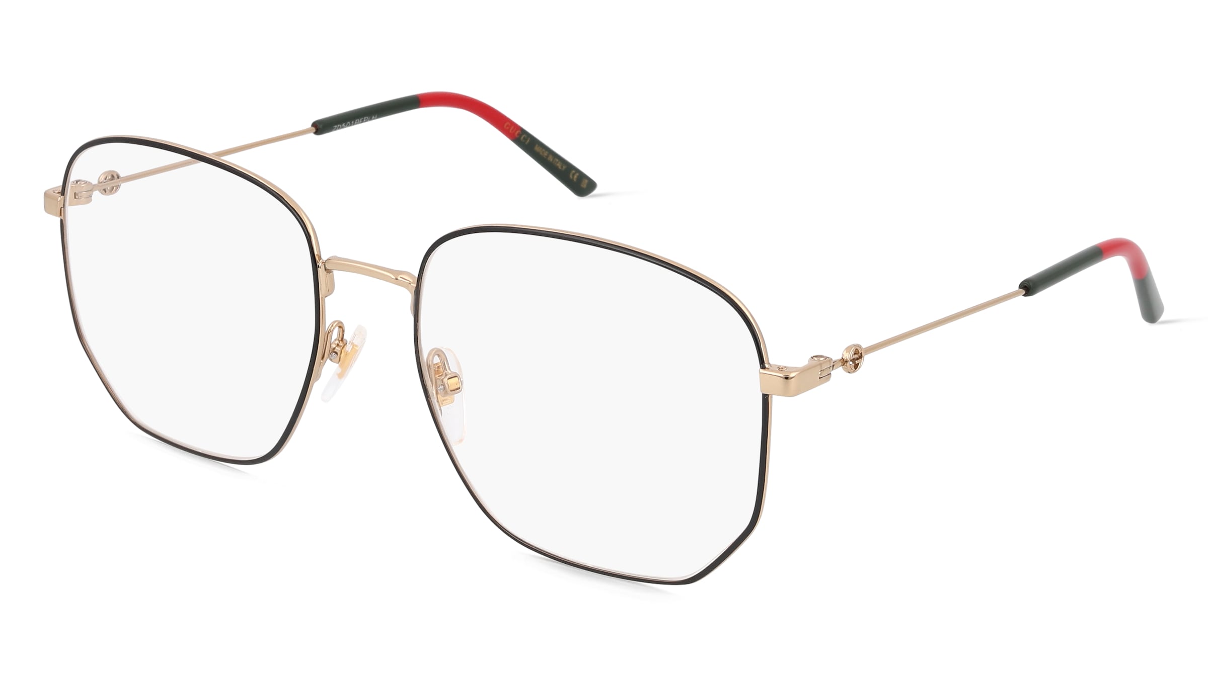 Gucci GG0396O Damen-Brille inkl. Gläser Vollrand Panto Metall-Gestell 56/18/140, Schwarz
