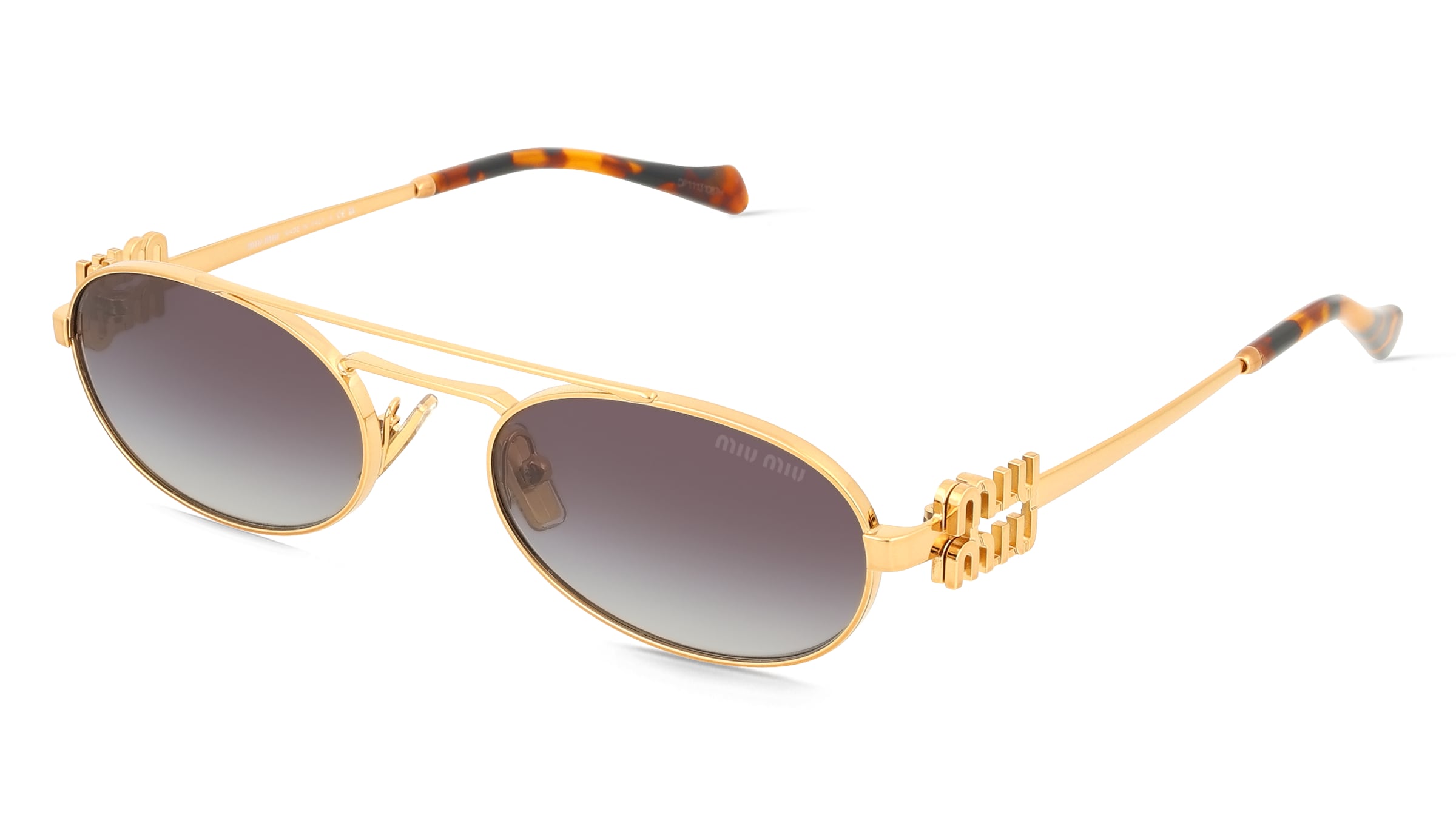Miu Miu MU 54ZS Damen-Sonnenbrille Vollrand Oval Metall-Gestell, Gold