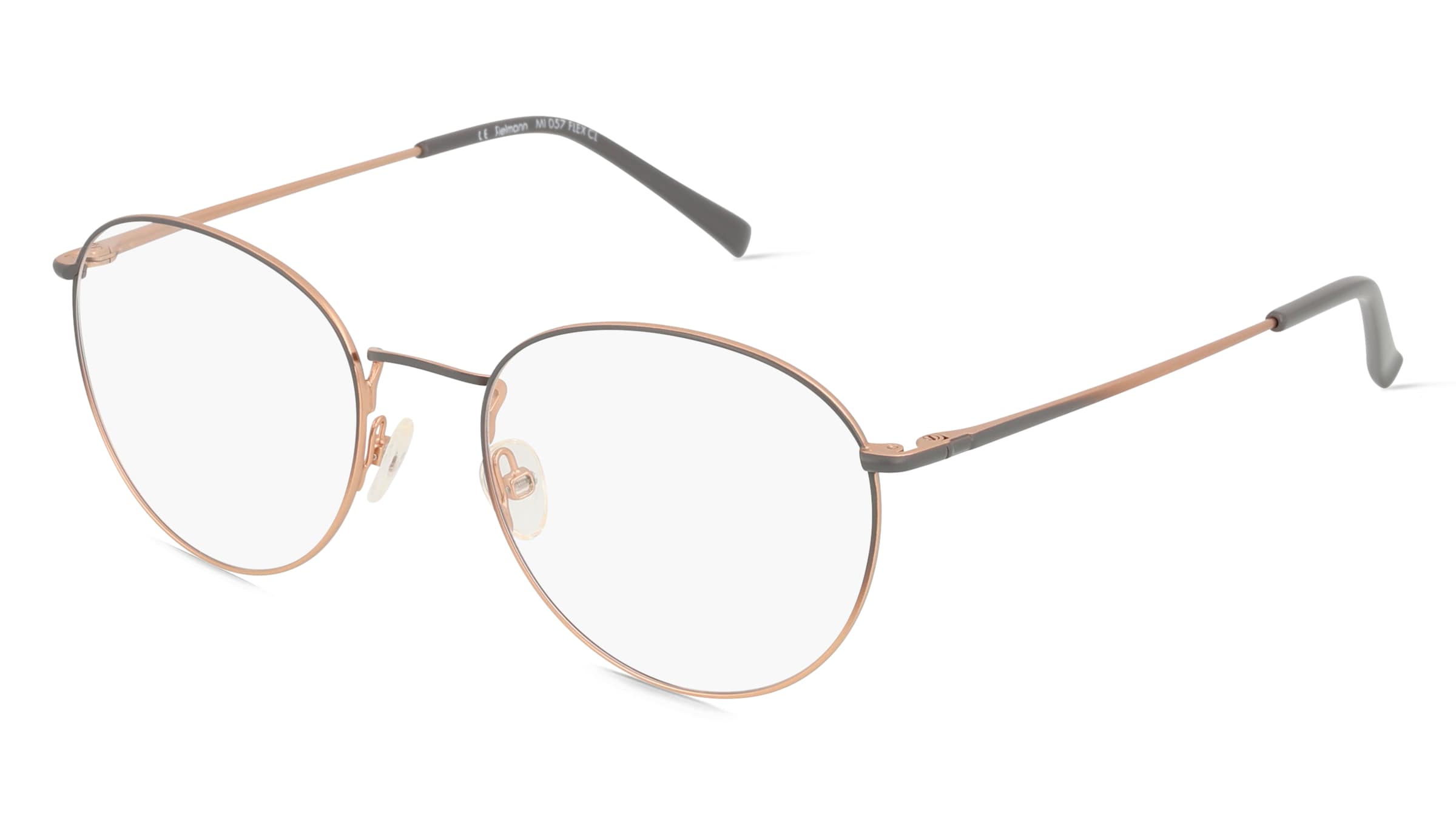 Fielmann MI 057 FLEX CL Unisex-Brille inkl. Gläser Vollrand Panto Edelstahl-Gestell 48/18/140, Grau