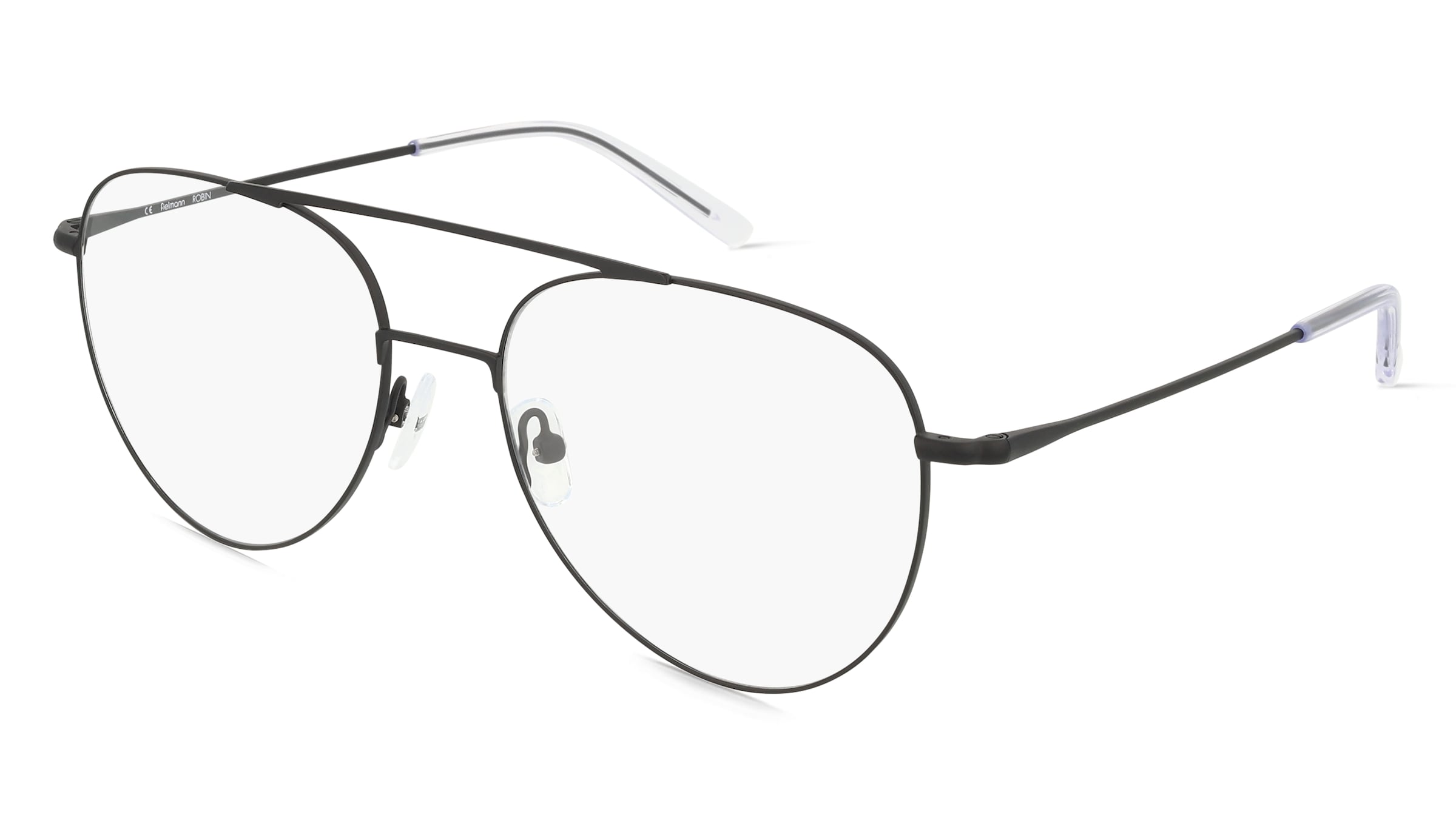 Fielmann BE 031 FA ROBIN Unisex-Brille inkl. Gläser Vollrand Pilot Edelstahl-Gestell 58/18/150, Schwarz