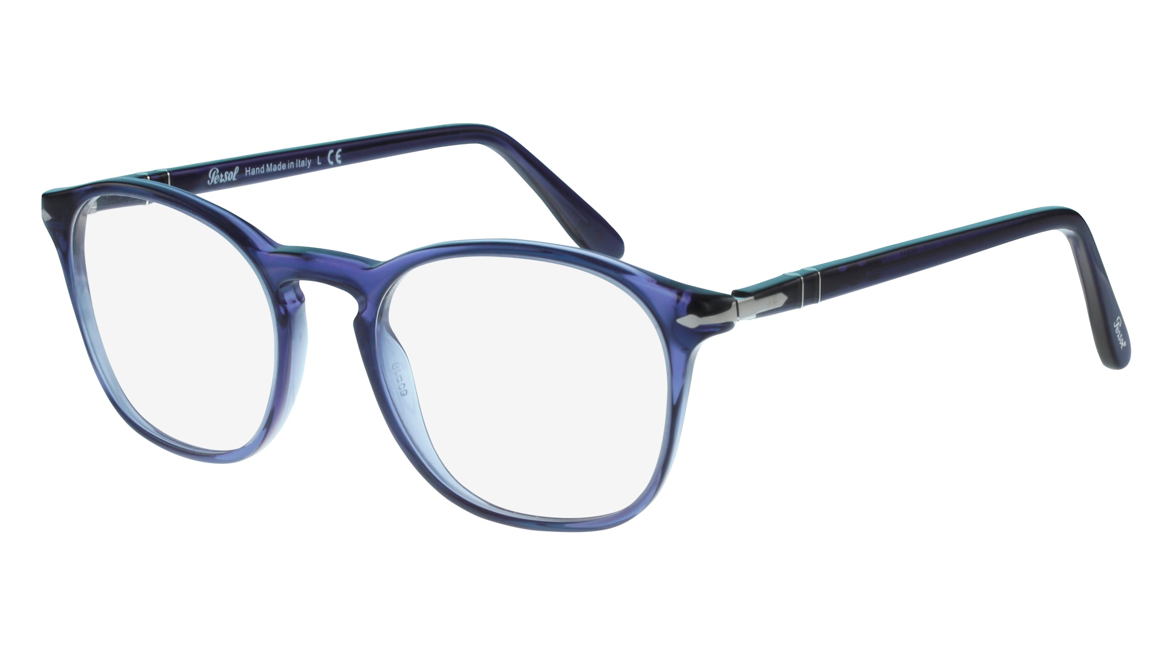 Persol 0PO3007V Herren-Brille inkl. Gläser Vollrand Quadratisch Acetat-Gestell 50/19/145, Blau