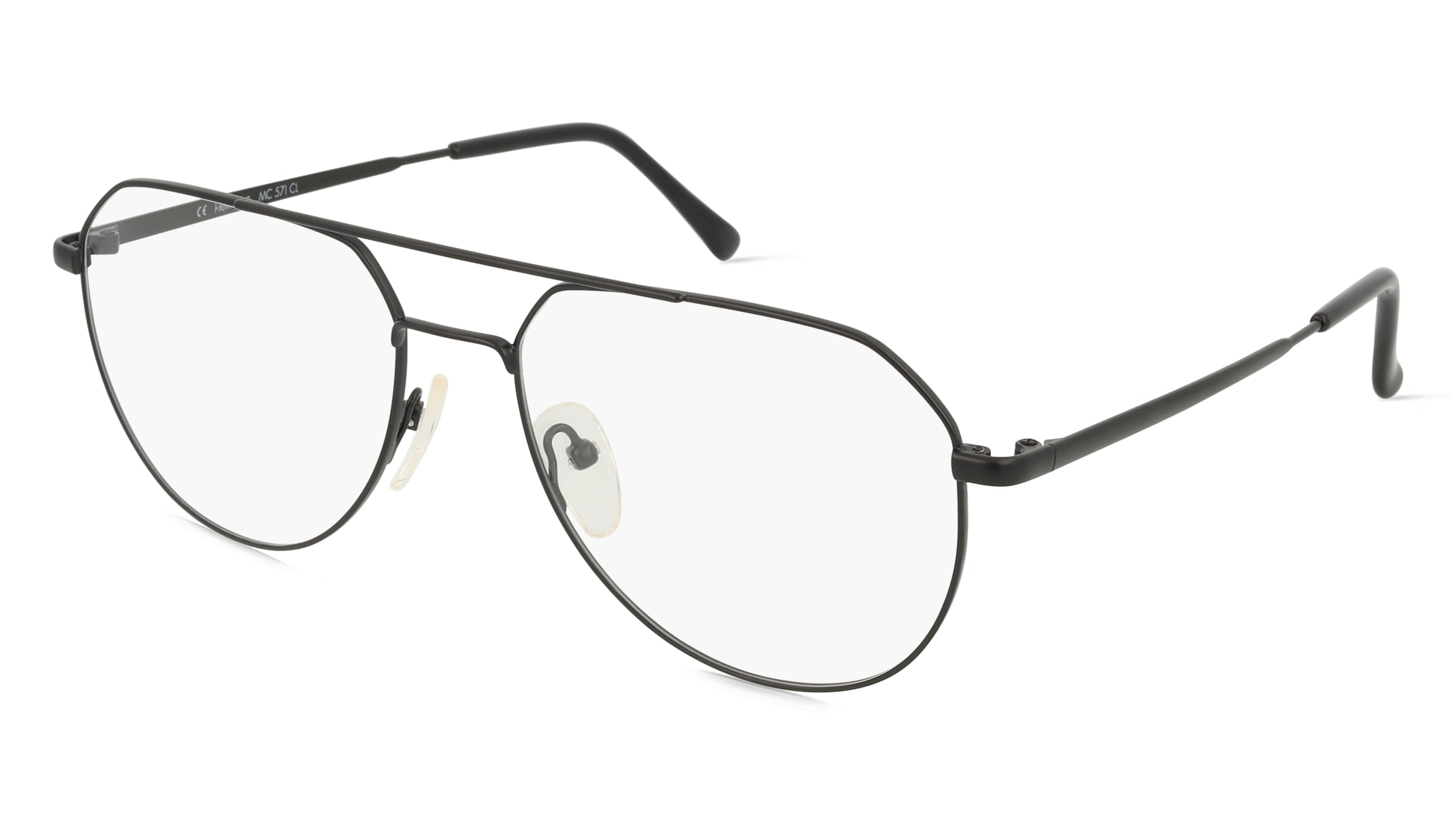 Fielmann MC 571 CL ENZO Unisex-Brille inkl. Gläser Vollrand Pilot Edelstahl-Gestell 57/16/145, Schwarz