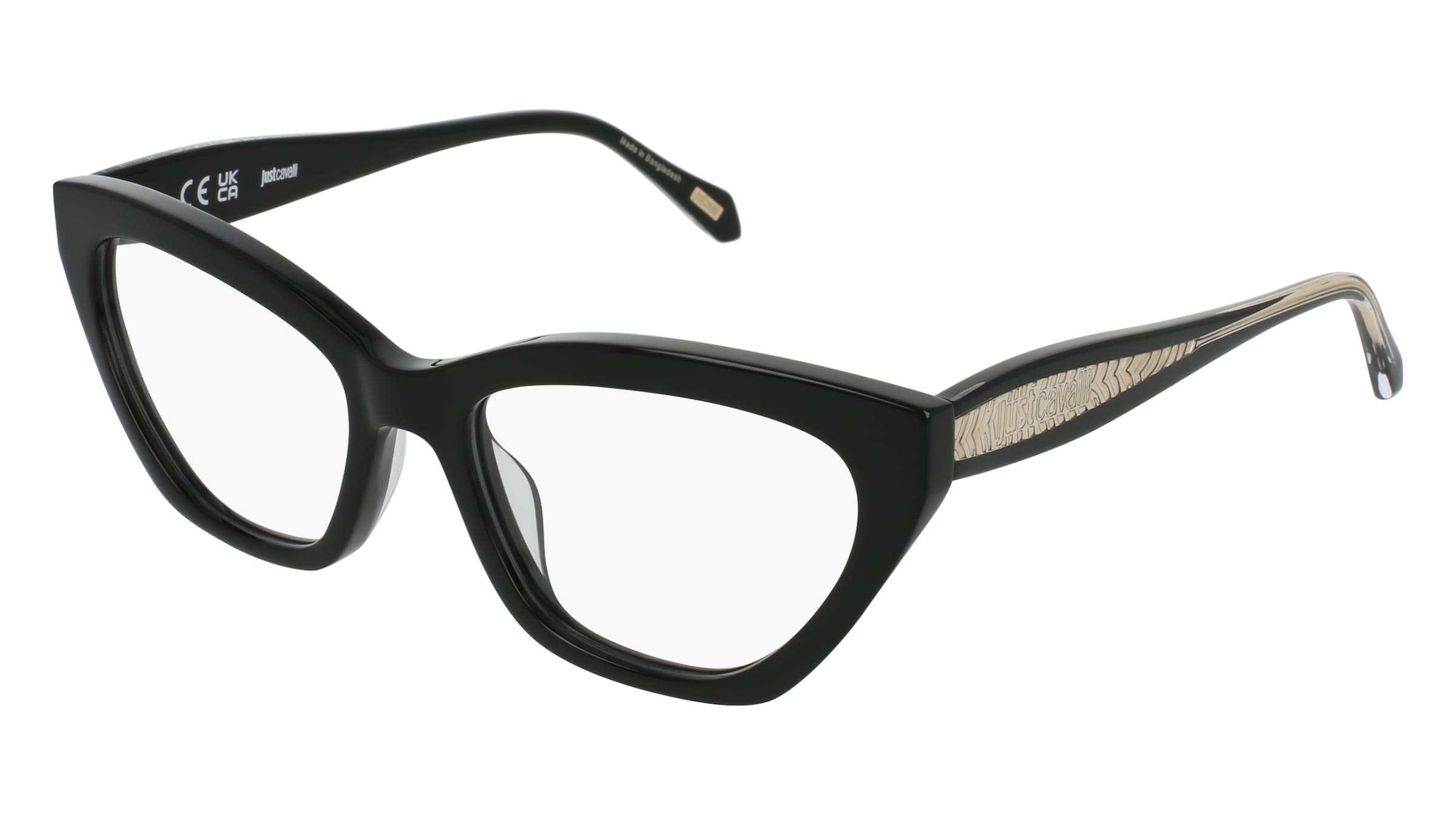 Just Cavalli VJC184 Damen-Brille inkl. Gläser Vollrand Cat Eye Kunststoff-Gestell 54/18/140, Schwarz