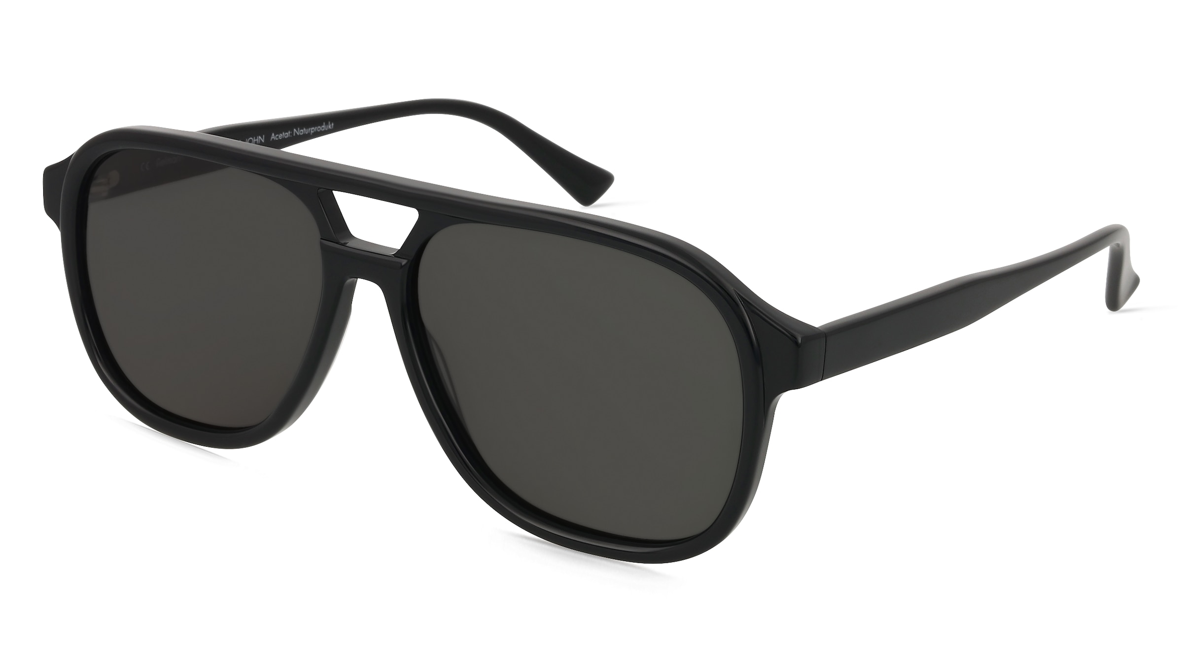 Fielmann LN 066 SUN FA JOHN Unisex-Sonnenbrille Vollrand Pilot Acetat Extrudiert-Gestell, Schwarz