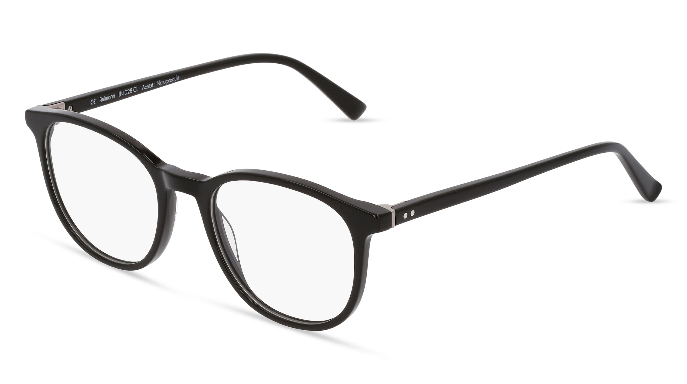 Fielmann LN 028 CL Unisex-Brille inkl. Gläser Vollrand Panto Acetat-Gestell 51/19/145, Schwarz