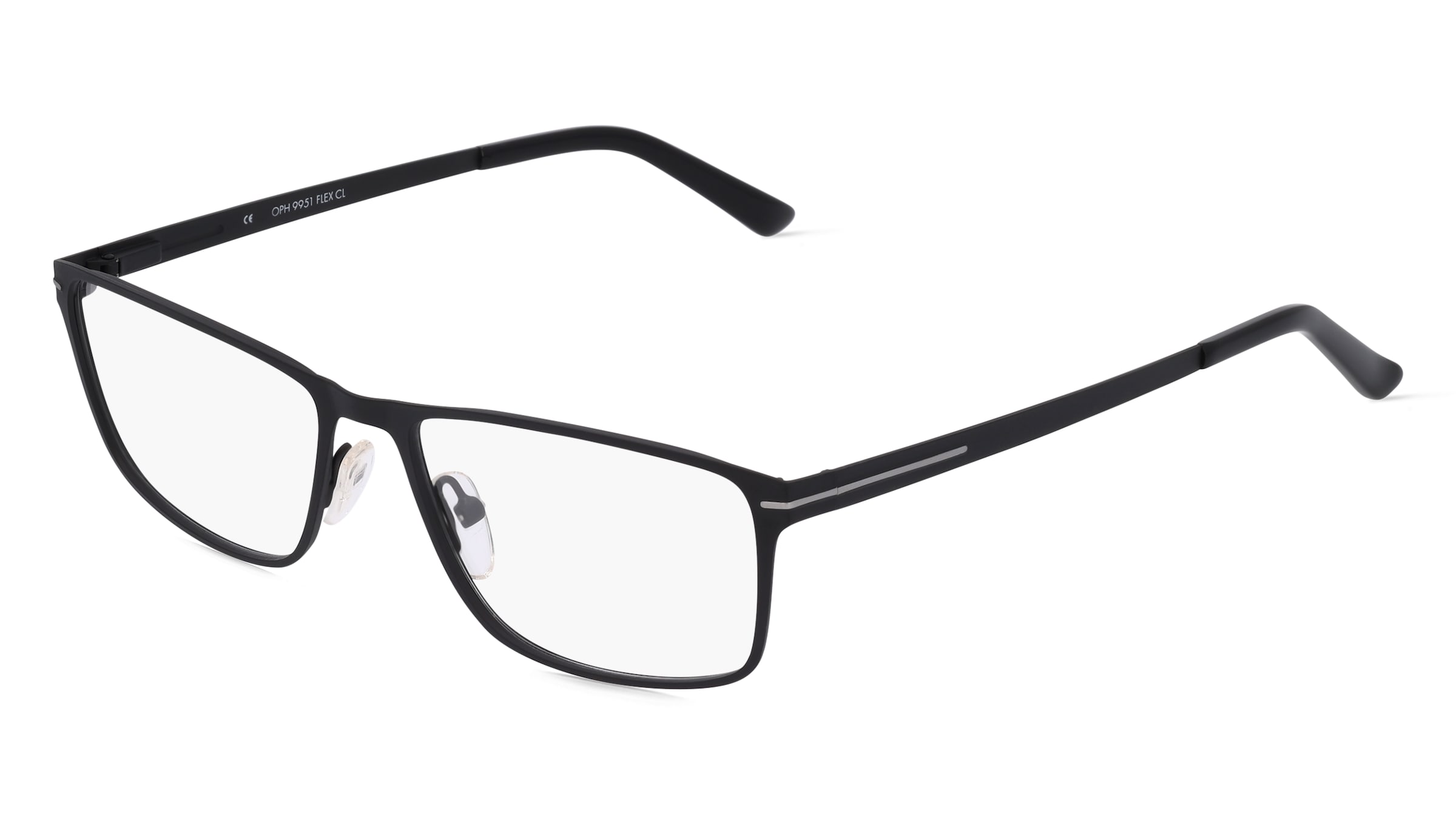Fielmann OPH 9951 FLEX CL Herren-Brille inkl. Gläser Vollrand Quadratisch Edelstahl-Gestell 55/16/130, Schwarz