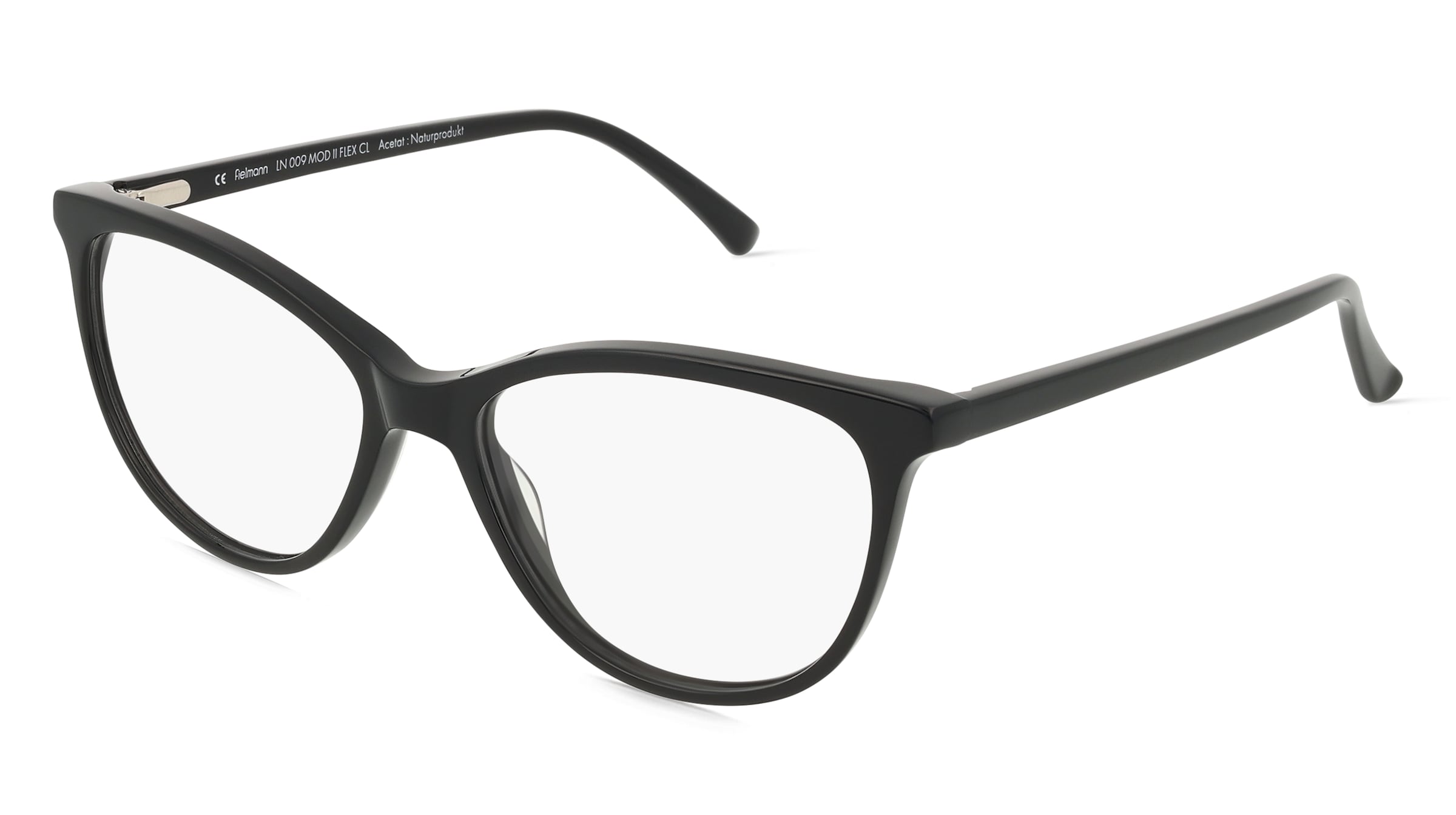 Fielmann LN 009 MOD II FLEX CL Damen-Brille inkl. Gläser Vollrand Butterfly Acetat-Gestell 52/15/135, Schwarz