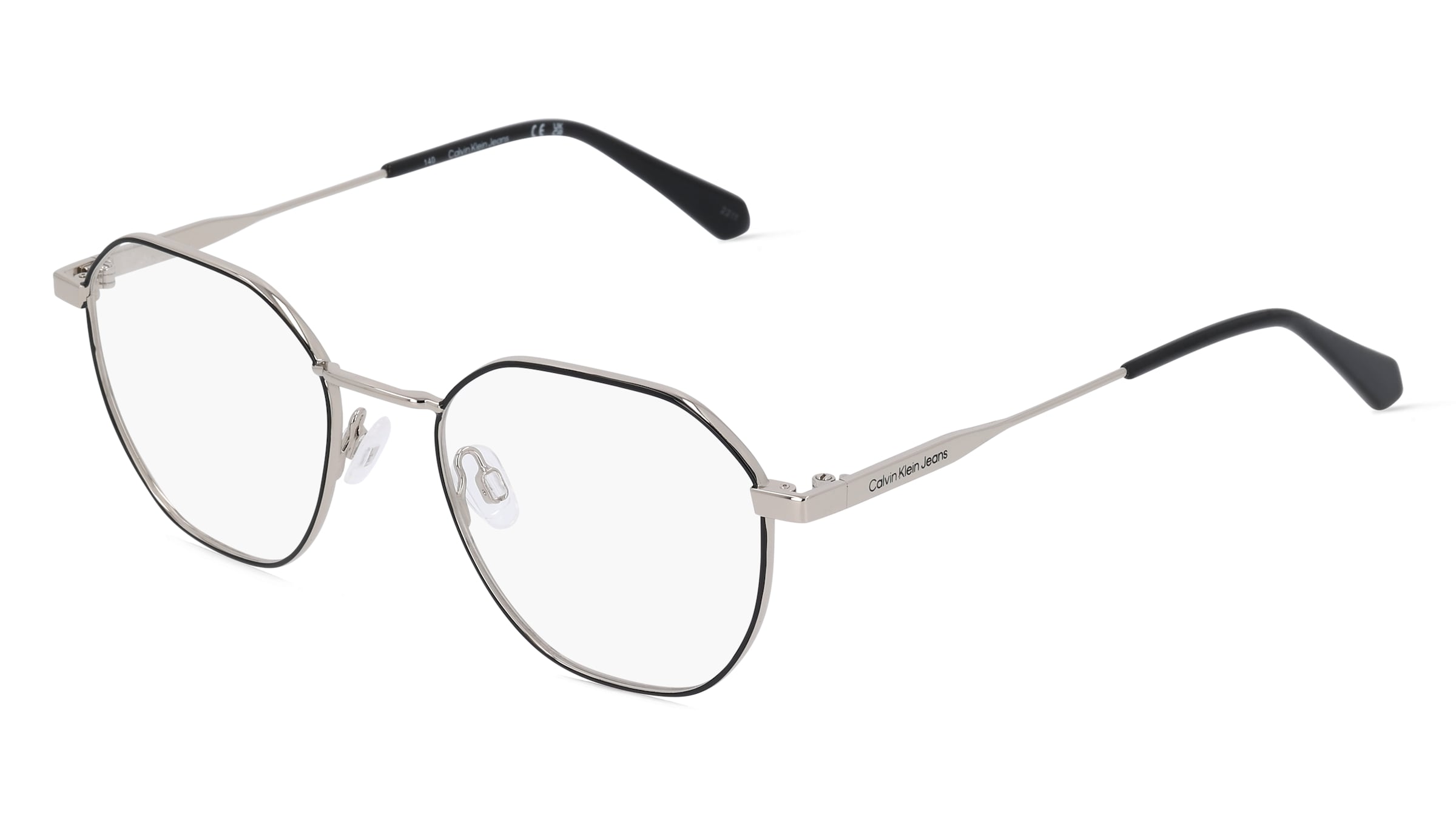 Calvin Klein Jeans CKJ22220 Unisex-Brille inkl. Gläser Vollrand Quadratisch Metall-Gestell 51/19/140, Schwarz