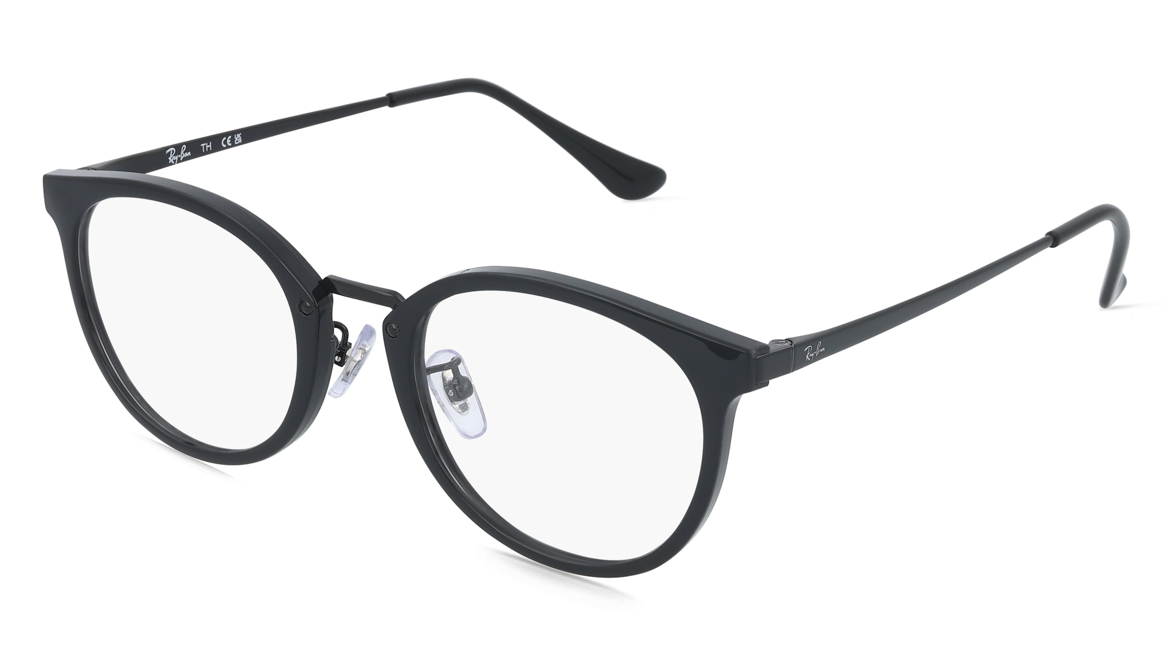 Ray-Ban RX7266D Unisex-Brille inkl. Gläser Vollrand Panto Kunststoff-Gestell 49/20/145, Schwarz