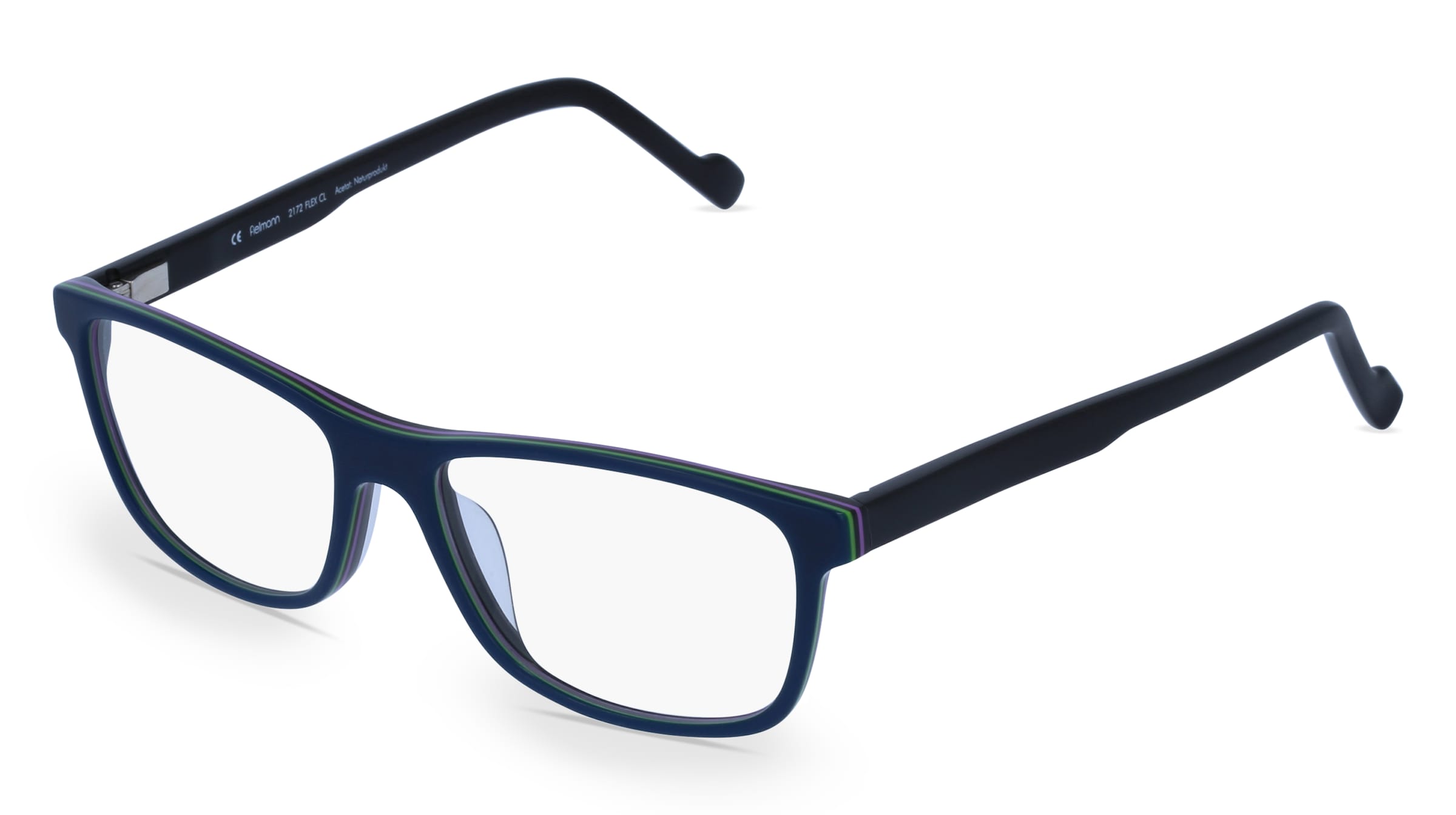 Fielmann 2172 FLEX CL Herren-Brille inkl. Gläser Vollrand Quadratisch Acetat-Gestell 54/16/145, Blau