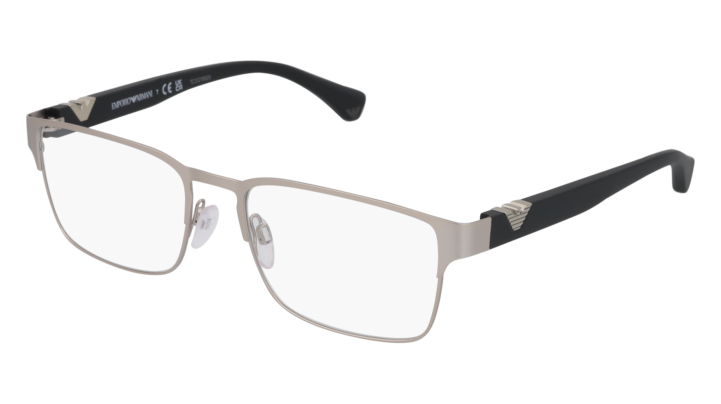 Emporio Armani EA1027 Herren-Brille inkl. Gläser Vollrand Quadratisch Metall-Gestell 53/18/140, Silber