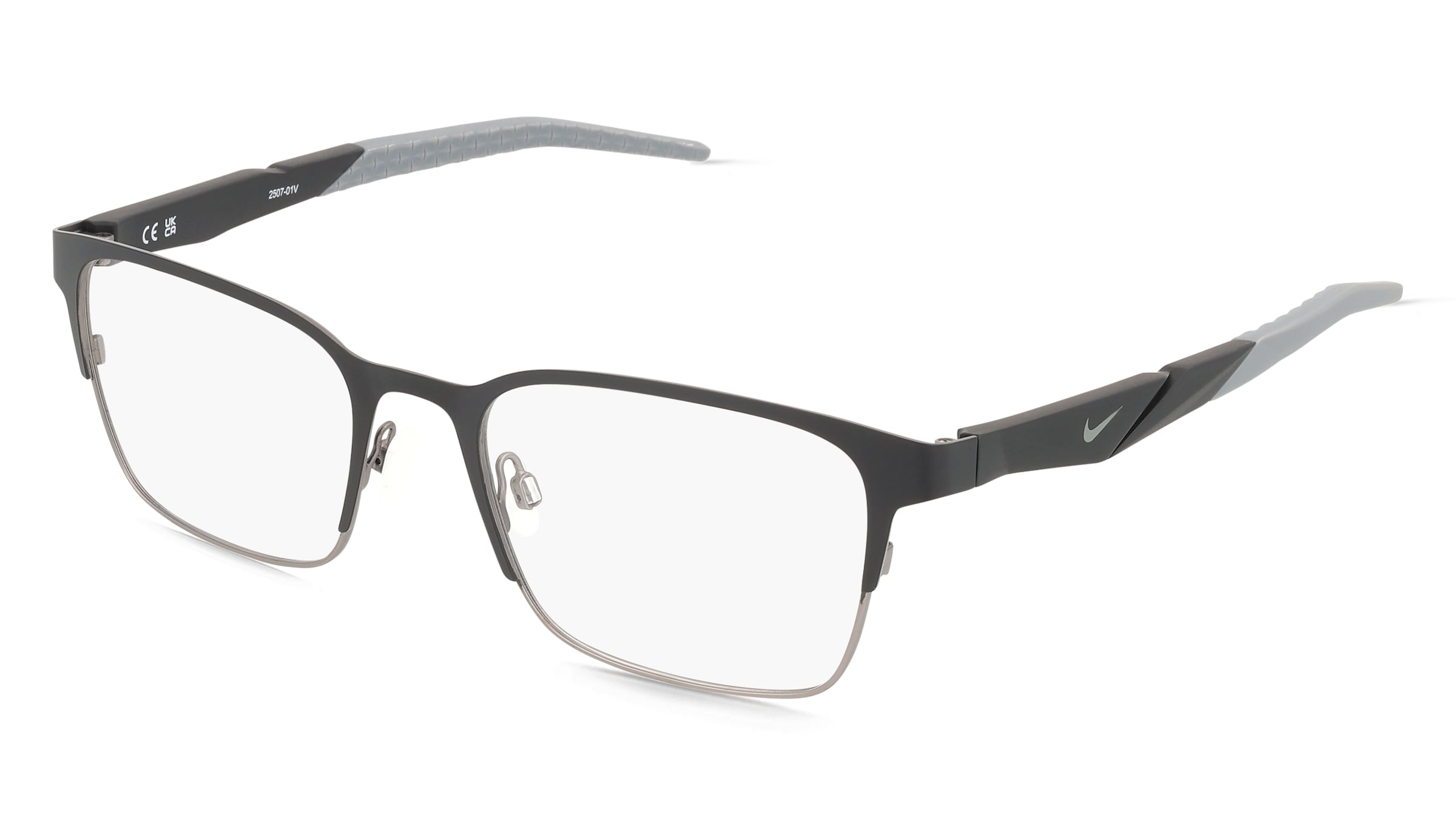 Nike NK8185 Herren-Brille inkl. Gläser Vollrand Eckig Metall-Gestell 56/20/145, Schwarz