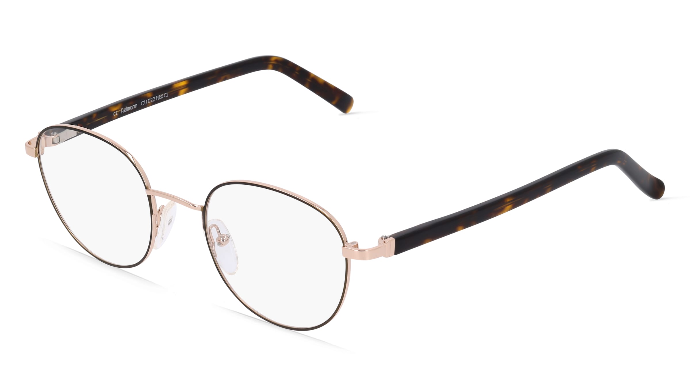 Fielmann OU 022 FLEX CL Unisex-Brille inkl. Gläser Vollrand Panto Edelstahl-Gestell 50/22/145, Braun