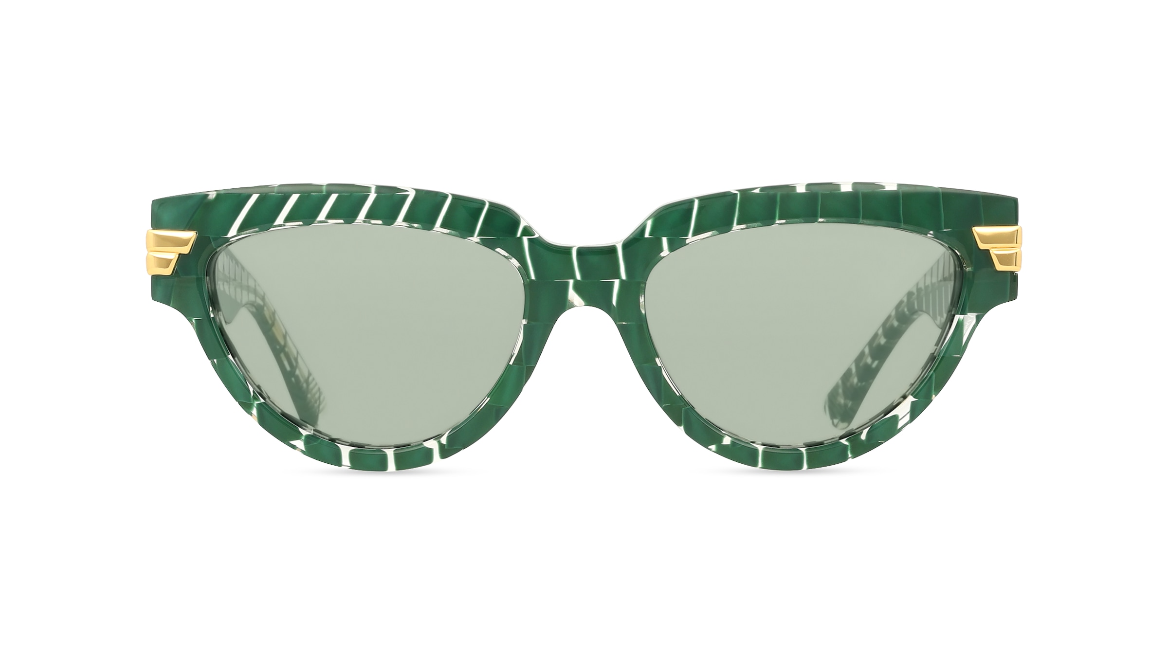 Bottega Veneta BV1035S Damen-Sonnenbrille Vollrand Cateye Recycled Acetat-Gestell, grün