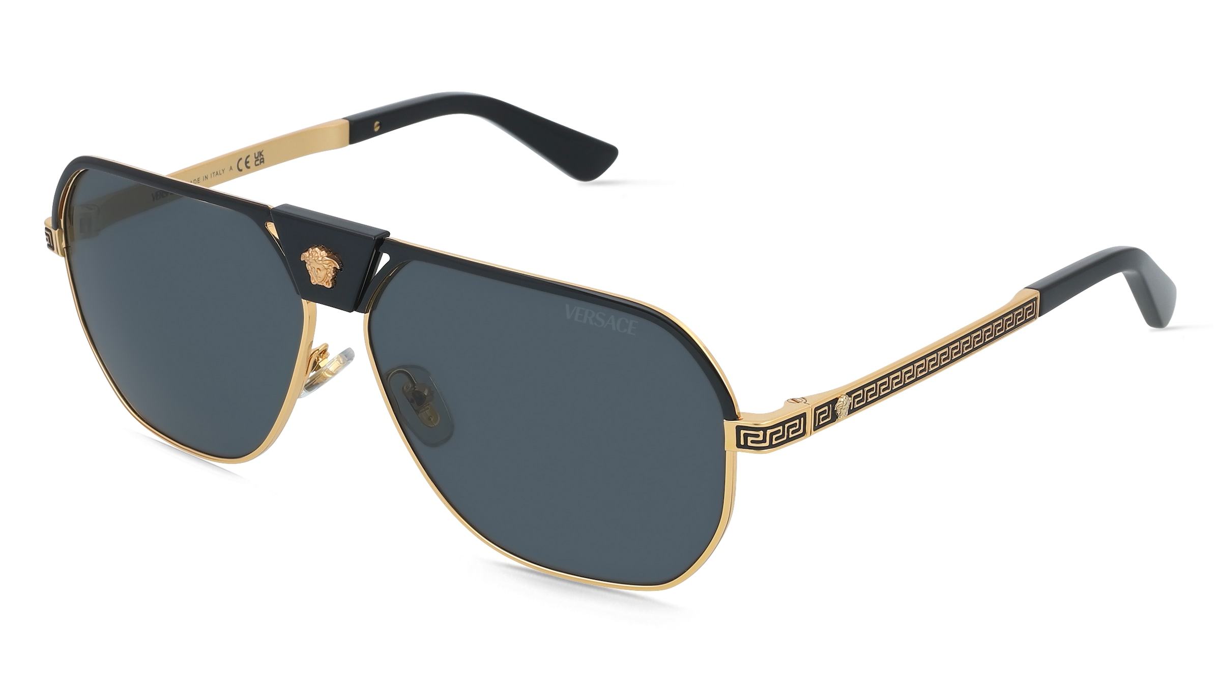 Versace VE2294 Herren-Sonnenbrille Vollrand Quadratisch Metall-Gestell, schwarz