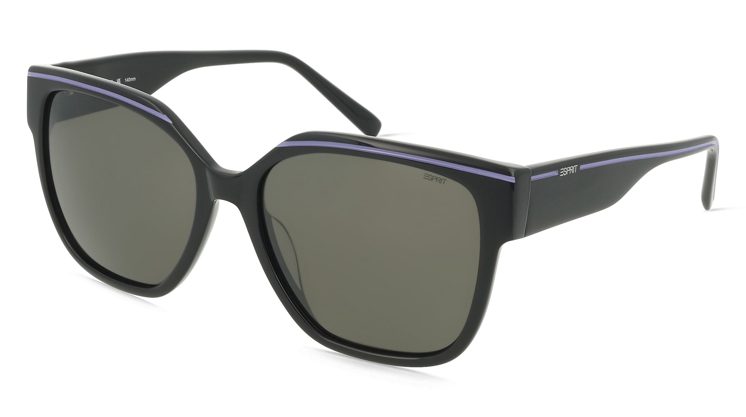 Esprit ET40124 Damen-Sonnenbrille Vollrand Quadratisch Acetat-Gestell, Schwarz