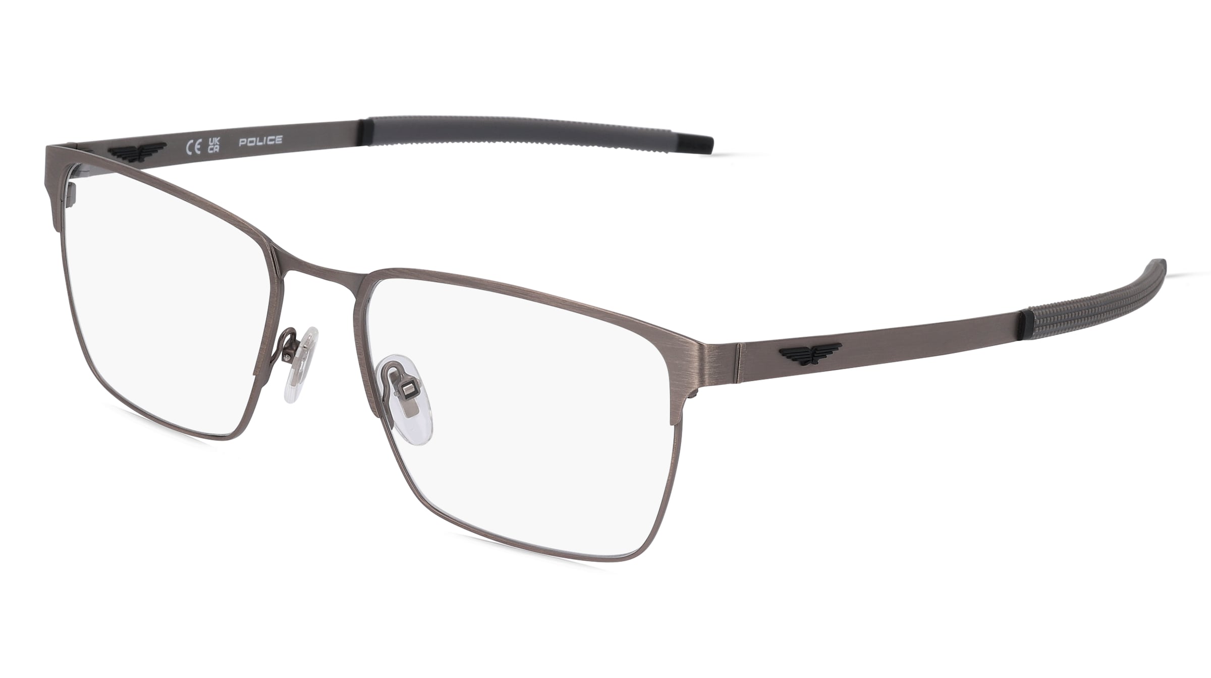 Police VPLG79 Herren-Brille inkl. Gläser Vollrand Quadratisch Titan-Gestell 56/18/145, Grau