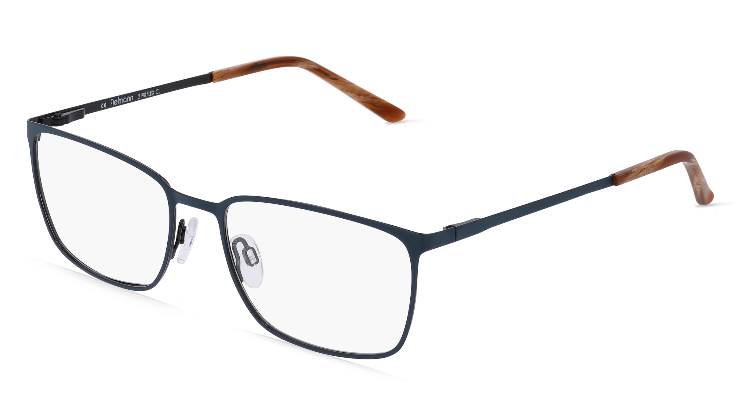 Fielmann 2198 FLEX CL Herren-Brille inkl. Gläser Vollrand Quadratisch Metall-Gestell 56/18/145, Blau