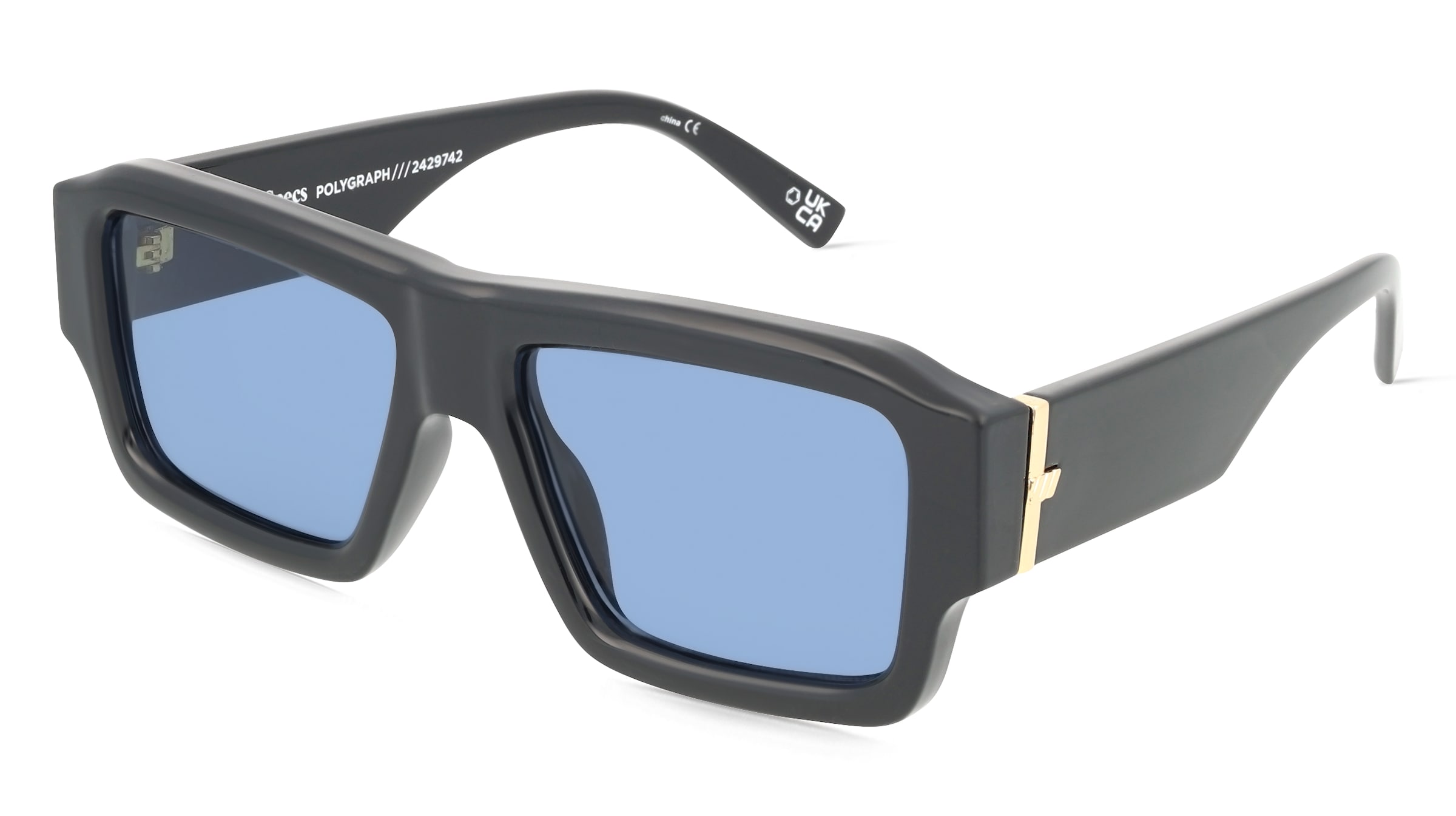 Le Specs POLYGRAPH Unisex-Sonnenbrille Vollrand Quadratisch Acryl-Gestell, Schwarz