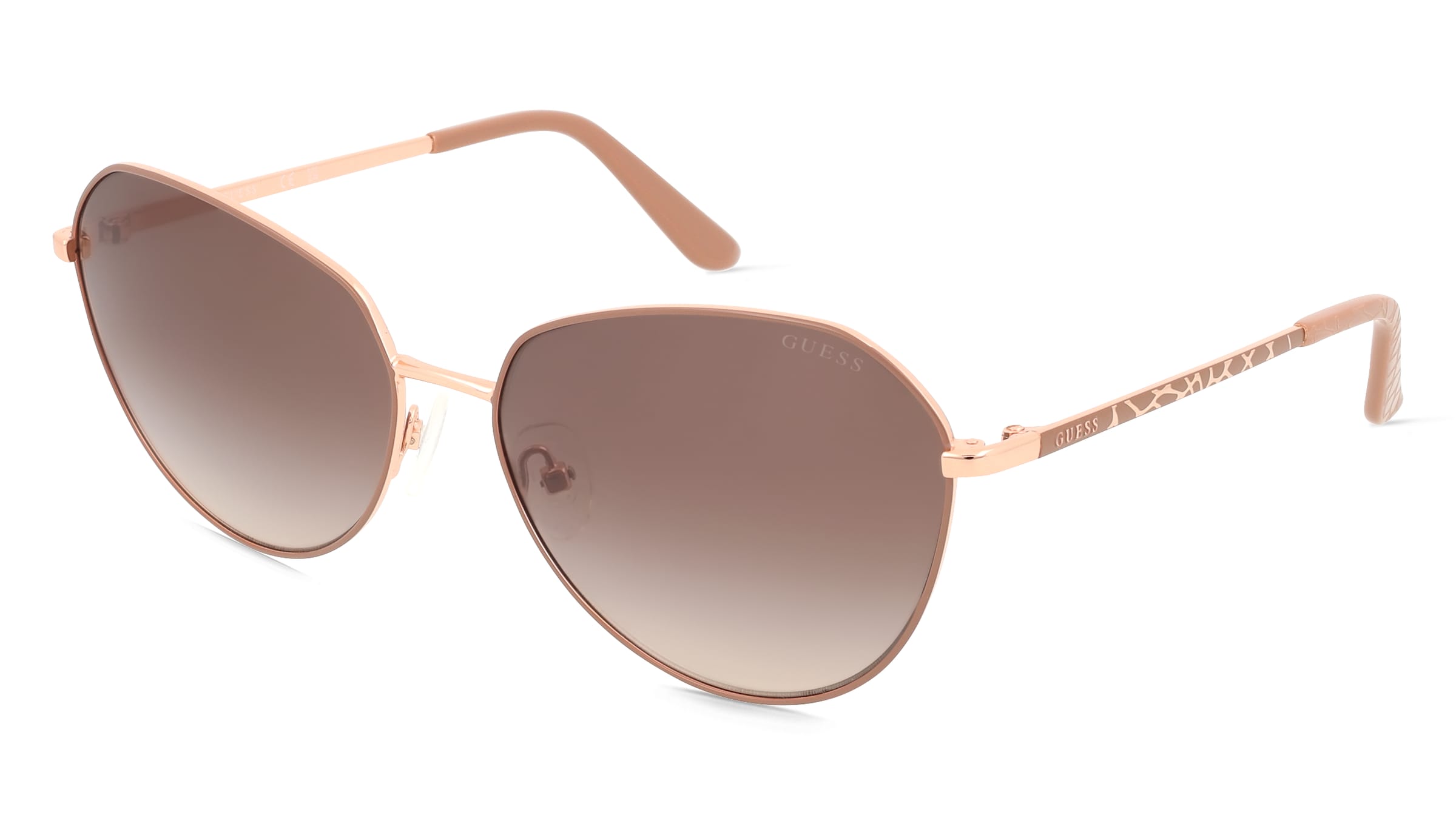 Guess GU00148 Unisex-Sonnenbrille Vollrand Rund Metall-Gestell, Beige