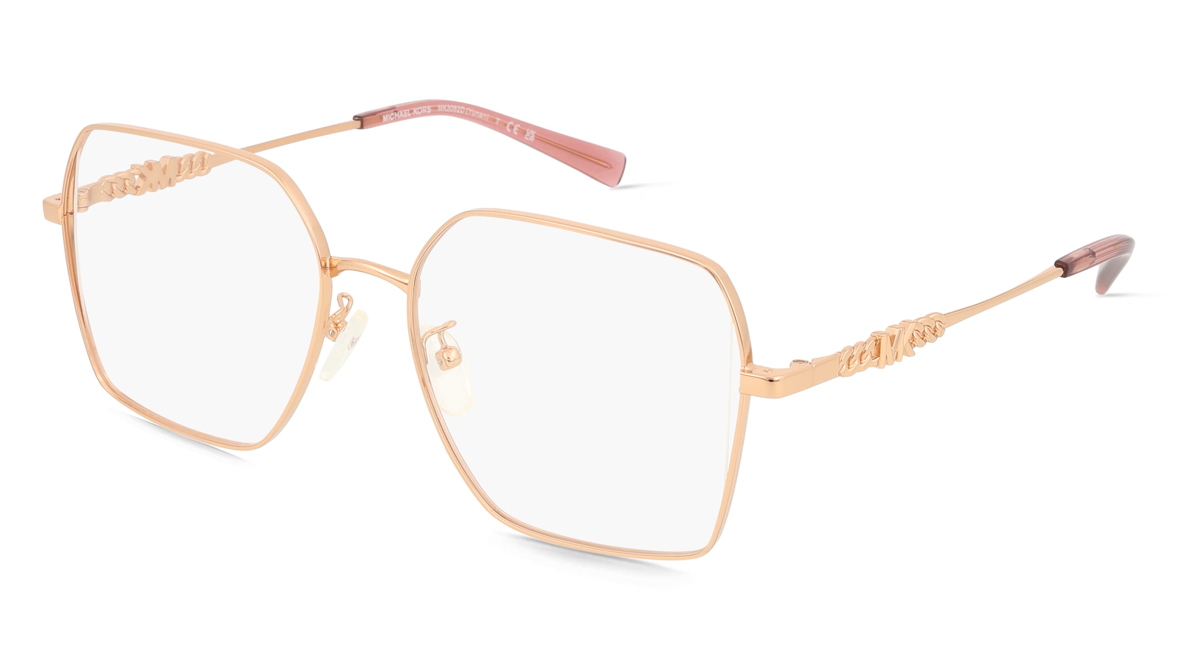 Michael Kors 0MK3082D YUNAN Damen-Brille inkl. Gläser Vollrand Quadratisch Metall-Gestell 55/17/145, Pink