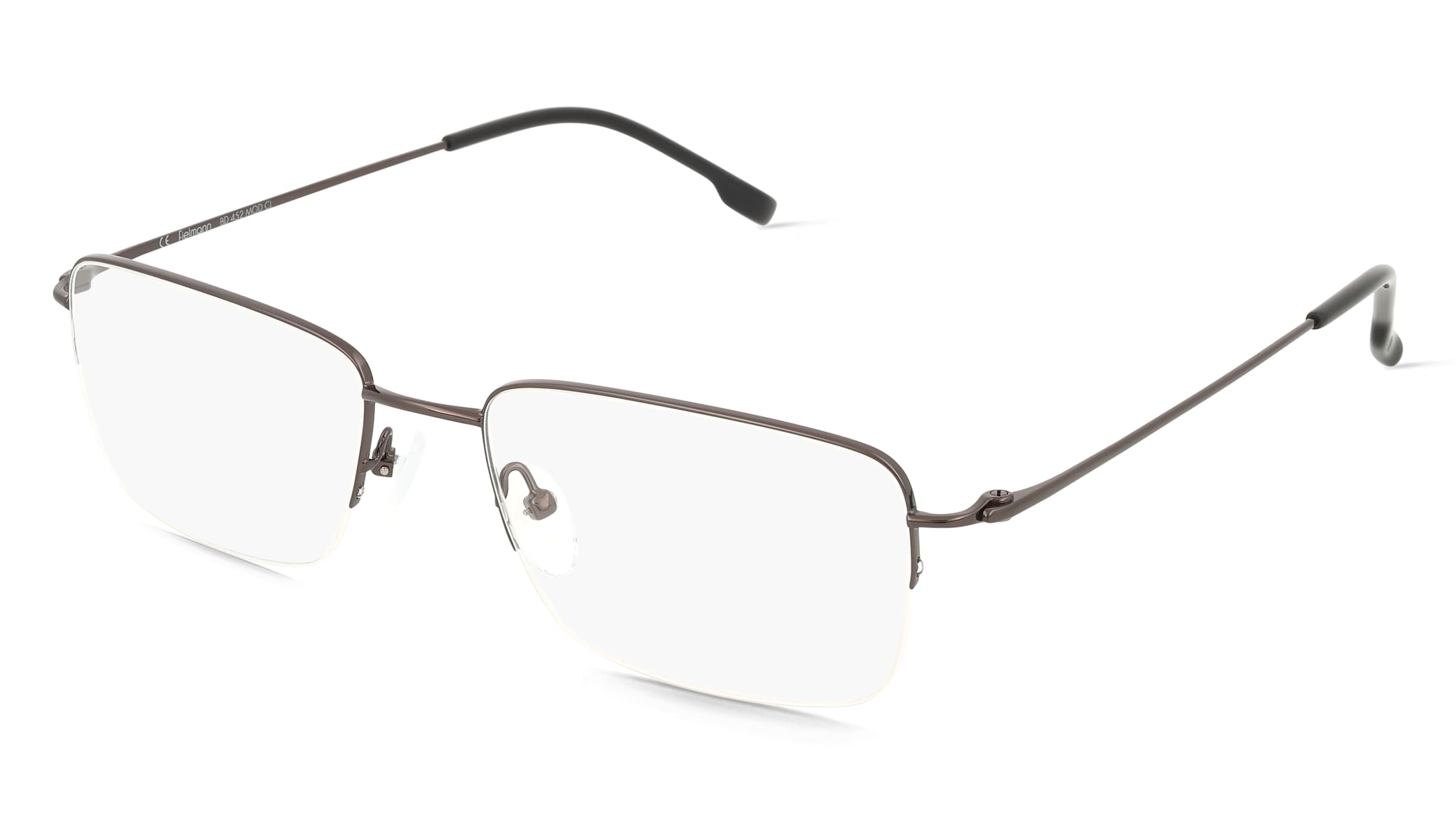 Fielmann BD 452 MOD CL Herren-Brille inkl. Gläser Halbrand Quadratisch Edelstahl-Gestell 55/18/145, Grau