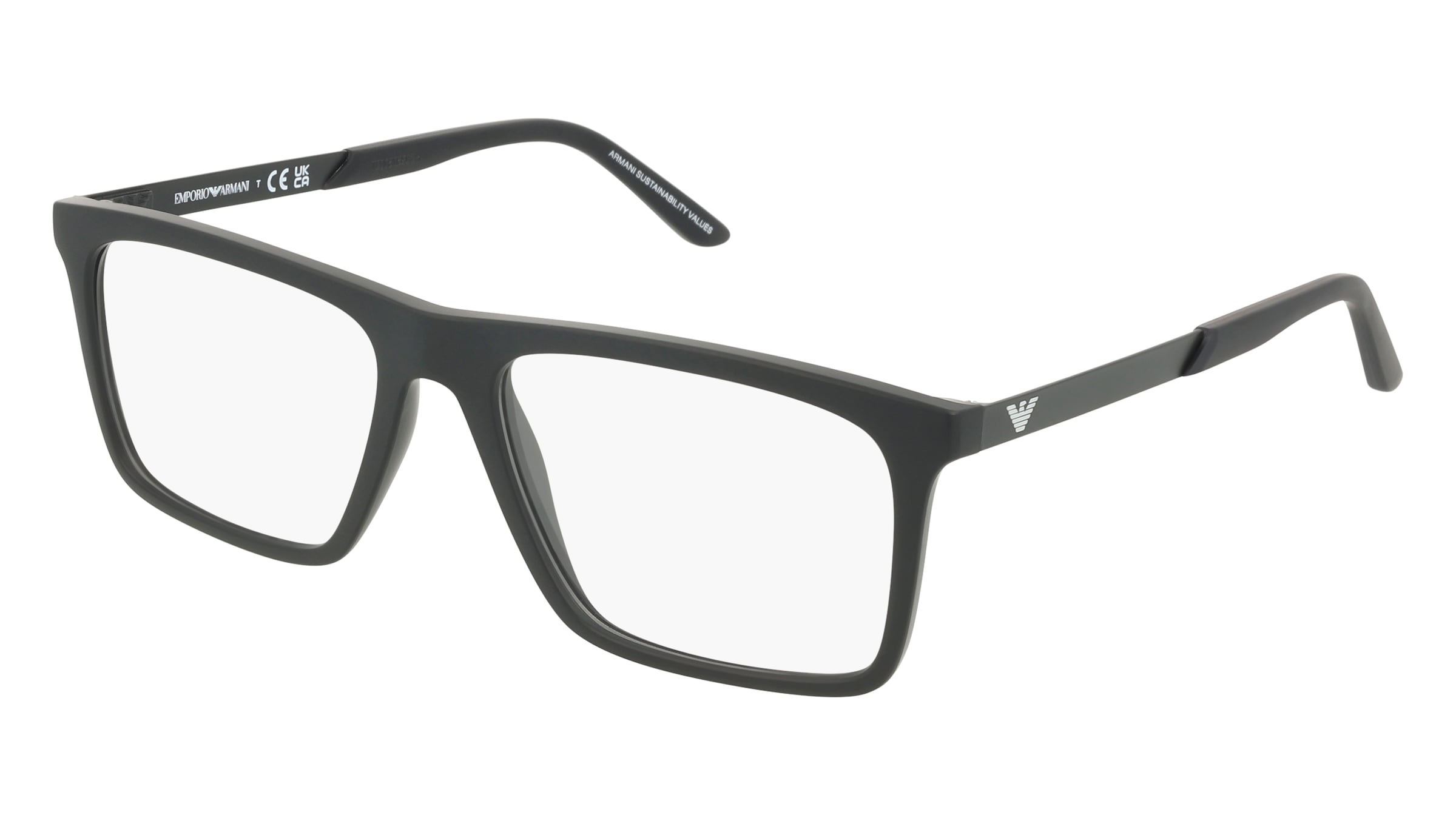 Emporio Armani EA3253 Herren-Brille inkl. Gläser Vollrand Quadratisch Kunststoff-Gestell 55/17/145, Schwarz